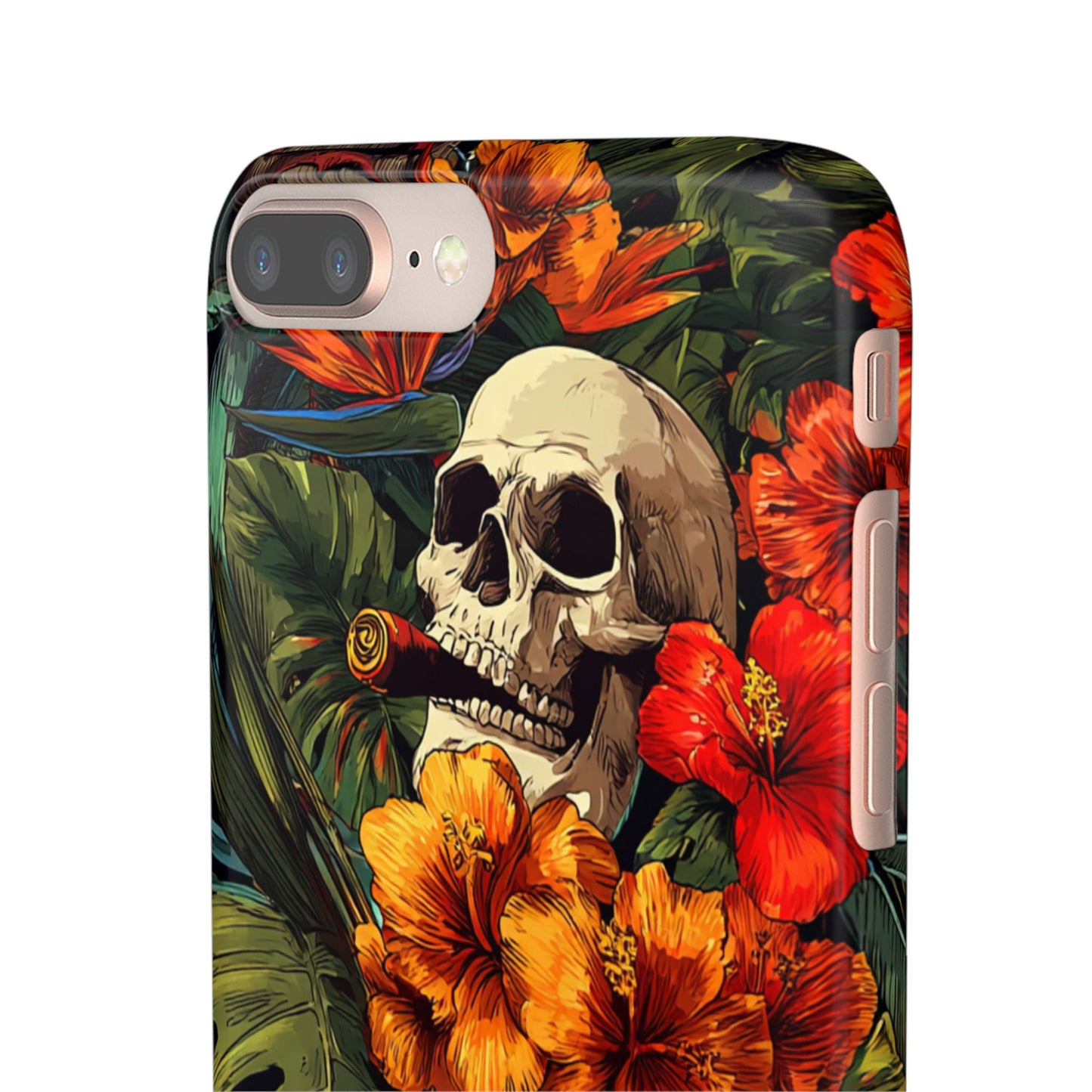 Tropical Skull Phone Case - Vibrant Floral Design, Skull Case for iPhone, Unique Tropical Art, Gift for Beach Lovers, Halloween Decor