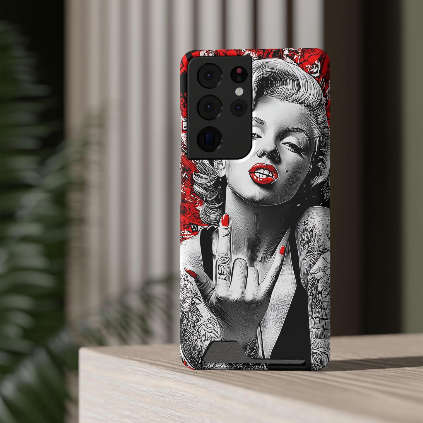 Bold Marilyn Monroe Phone Case with Card Holder, Stylish Phone Cover, Unique Gift for Her, Pop Culture Accessory, Modern Art Decor