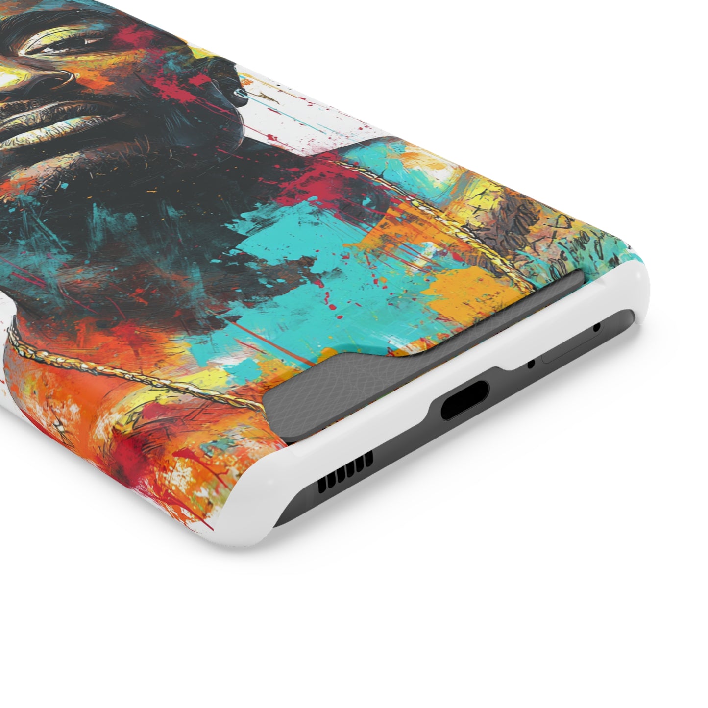Vibrant Phone Case with Card Holder, Abstract Art Phone Cover, Stylish Smartphone Case, Unique Gift for Music Lovers, Hip-Hop Inspired Case