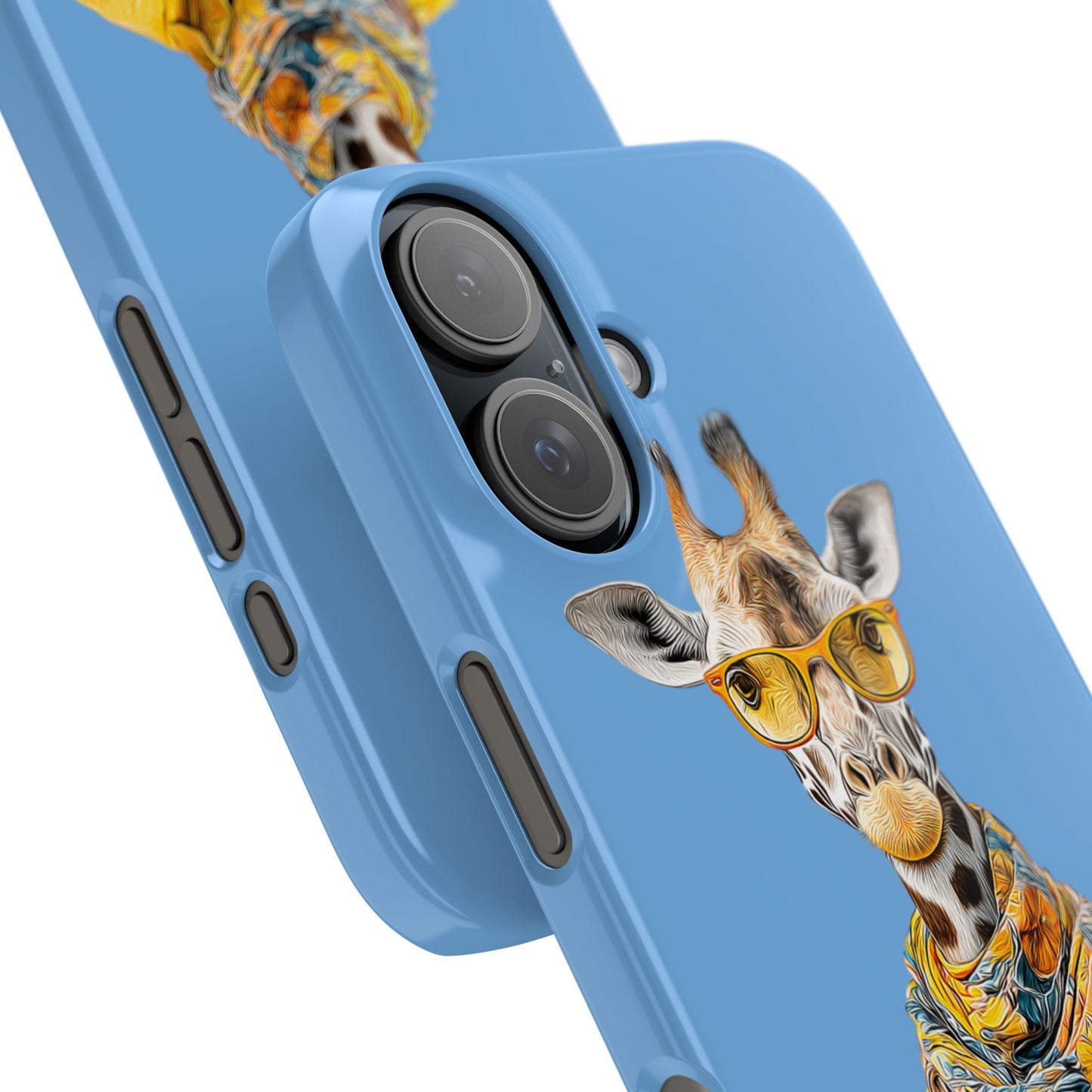 Slim hard-shell snap phone case with full-wrap giraffe animal print design compatible with iPhone and Samsung Galaxy