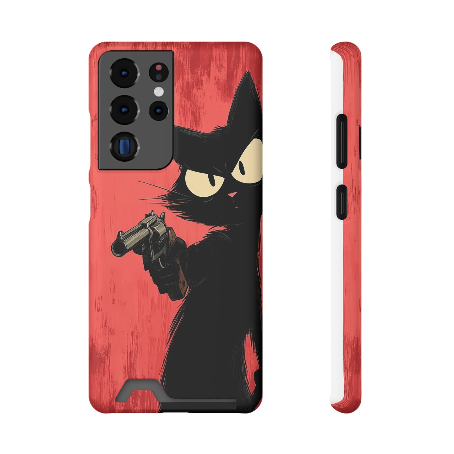 Stylish Catfather Phone Case with Card Holder - Cartoon Cat Art, Cat Lovers Gift, Functional Phone Accessory, Perfect for Any Occasion