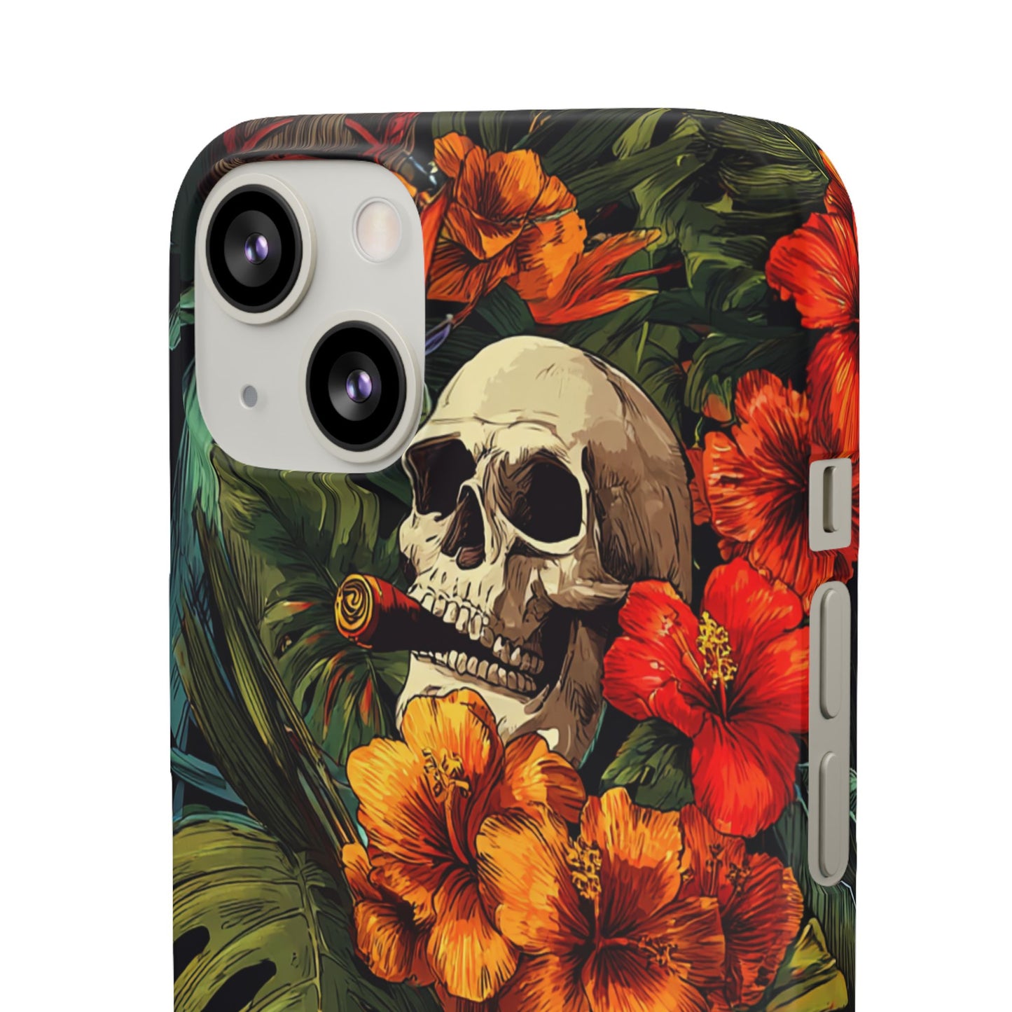 Tropical Skull Phone Case - Vibrant Floral Design, Skull Case for iPhone, Unique Tropical Art, Gift for Beach Lovers, Halloween Decor