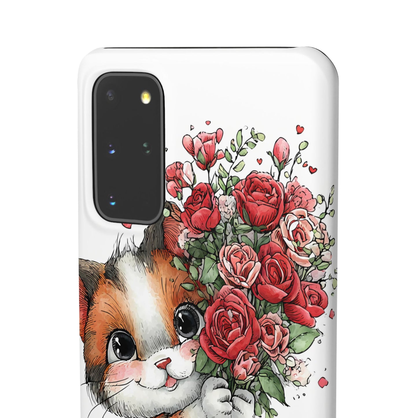 Cute Cat Snap Case with Floral Design, Pet Lovers Gift, Phone Protector for Valentine's Day, Cute Kitty Case, Animal Art Cover