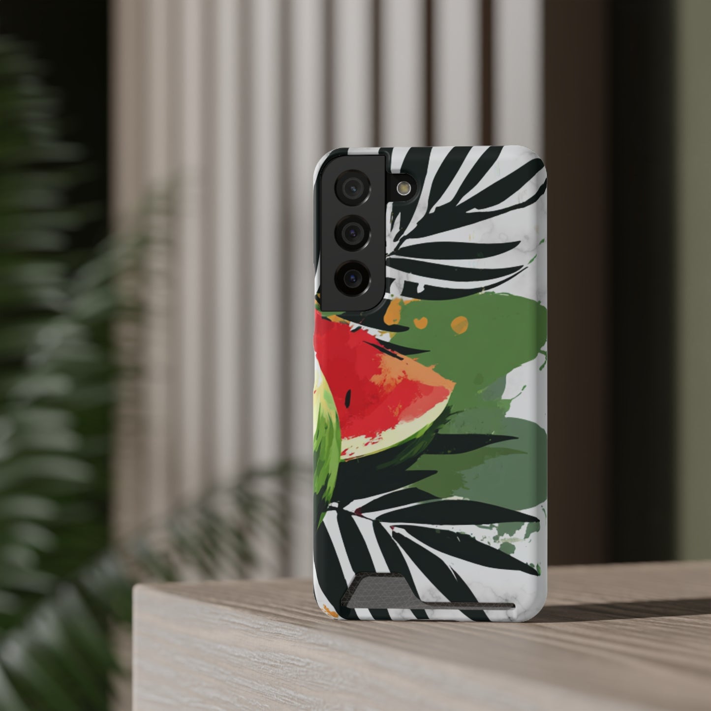 Tropical Phone Case with Card Holder, Floral Smartphone Cover, Summery Accessory, Gift for Beach Lovers, Vacation Essentials