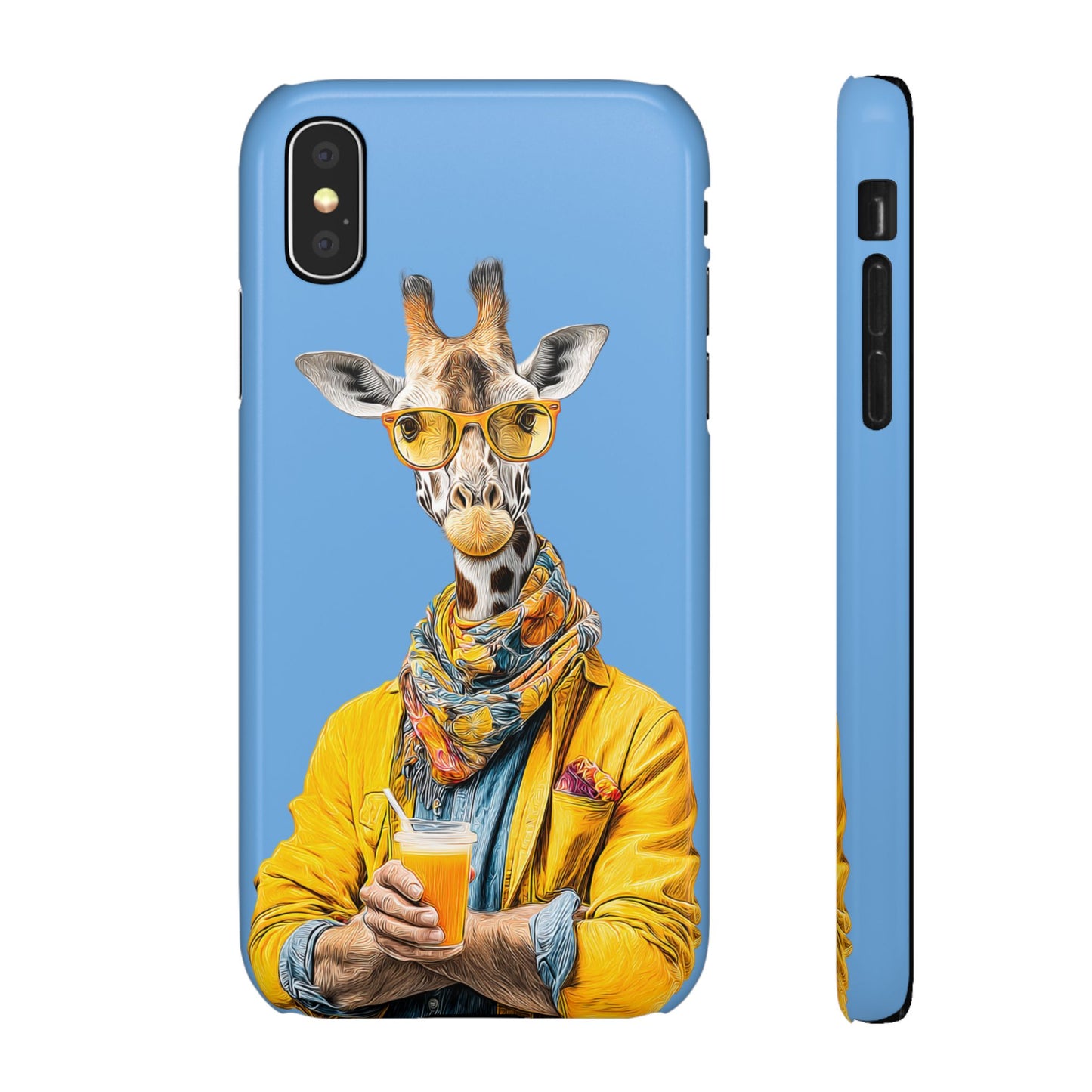 Giraffe Blue Snap Case Phone Cover for Animal Lover Iphone and Samsung models