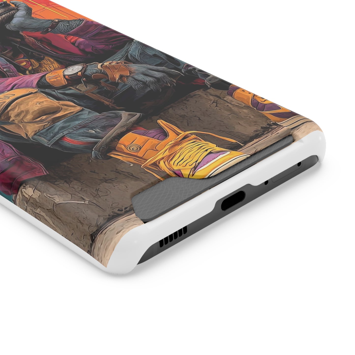 Stylish Phone Case With Card Holder, Trendy Mobile Accessory, Urban Art, Perfect Gift for Teens, Cool Gadget for Everyday Use