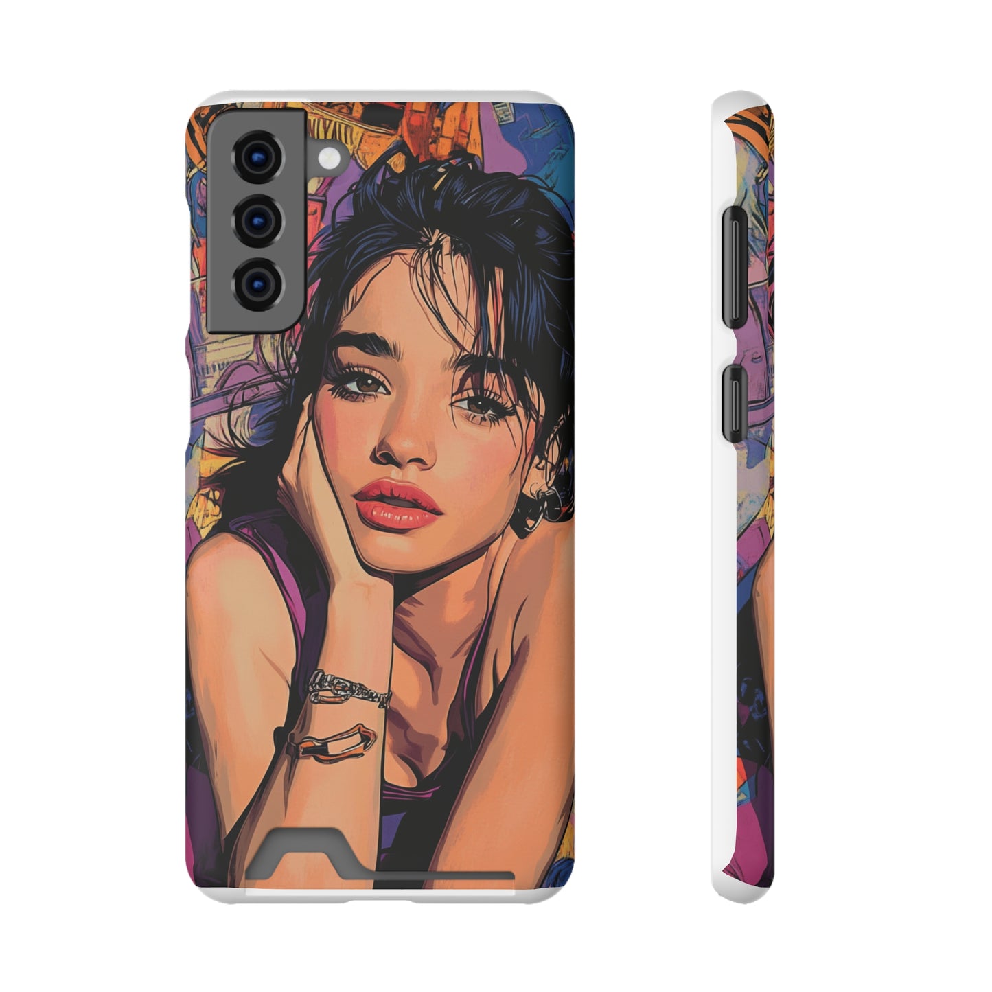 Vibrant Phone Case with Card Holder - Artistic Design for Fashion Lovers, Perfect Gift for Birthdays, Holidays, and Everyday Use