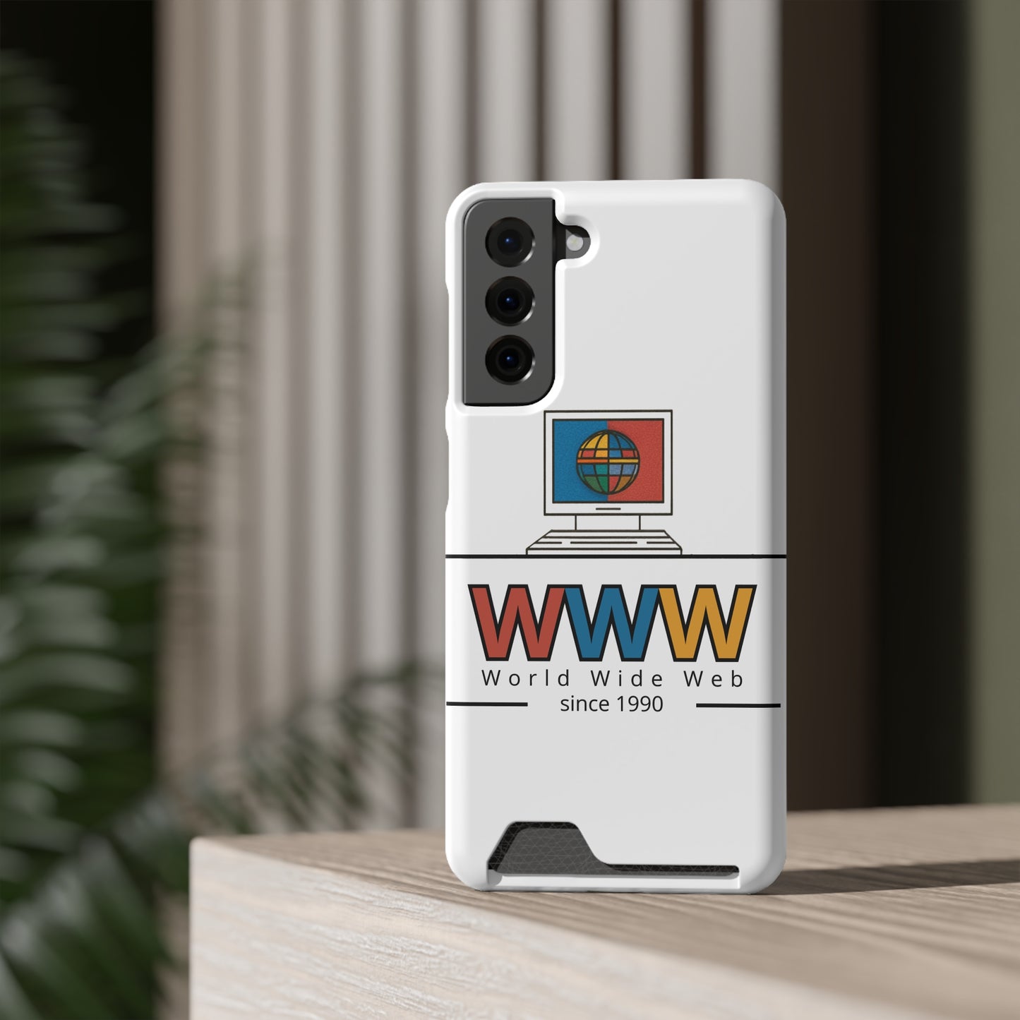 Retro Phone Case with Card Holder - World Wide Web Design, Geek Gift, Tech Accessory, Vintage Style, Personalized Phone Cover
