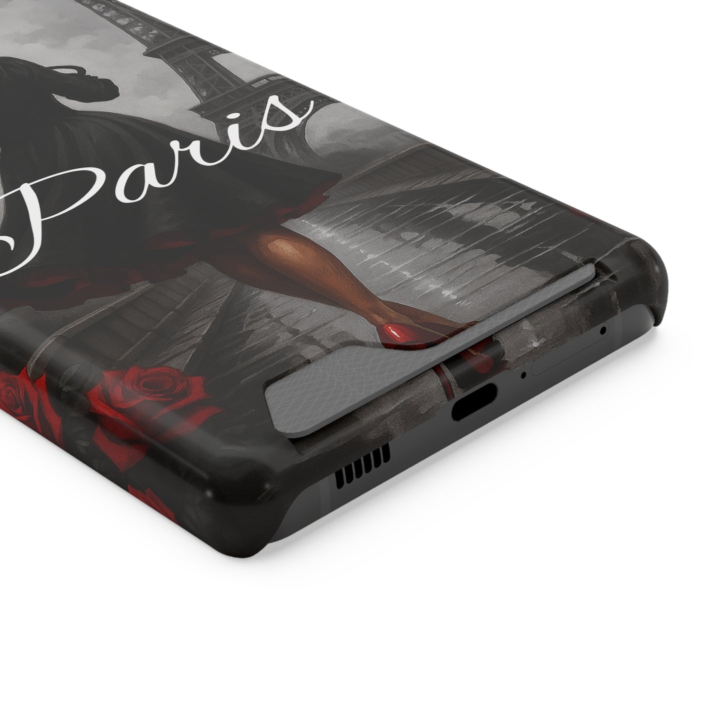 Elegant Parisian Phone Case with Card Holder, Stylish Gift for Travelers, Chic Accessory, Paris-themed, Practical Tech Holder