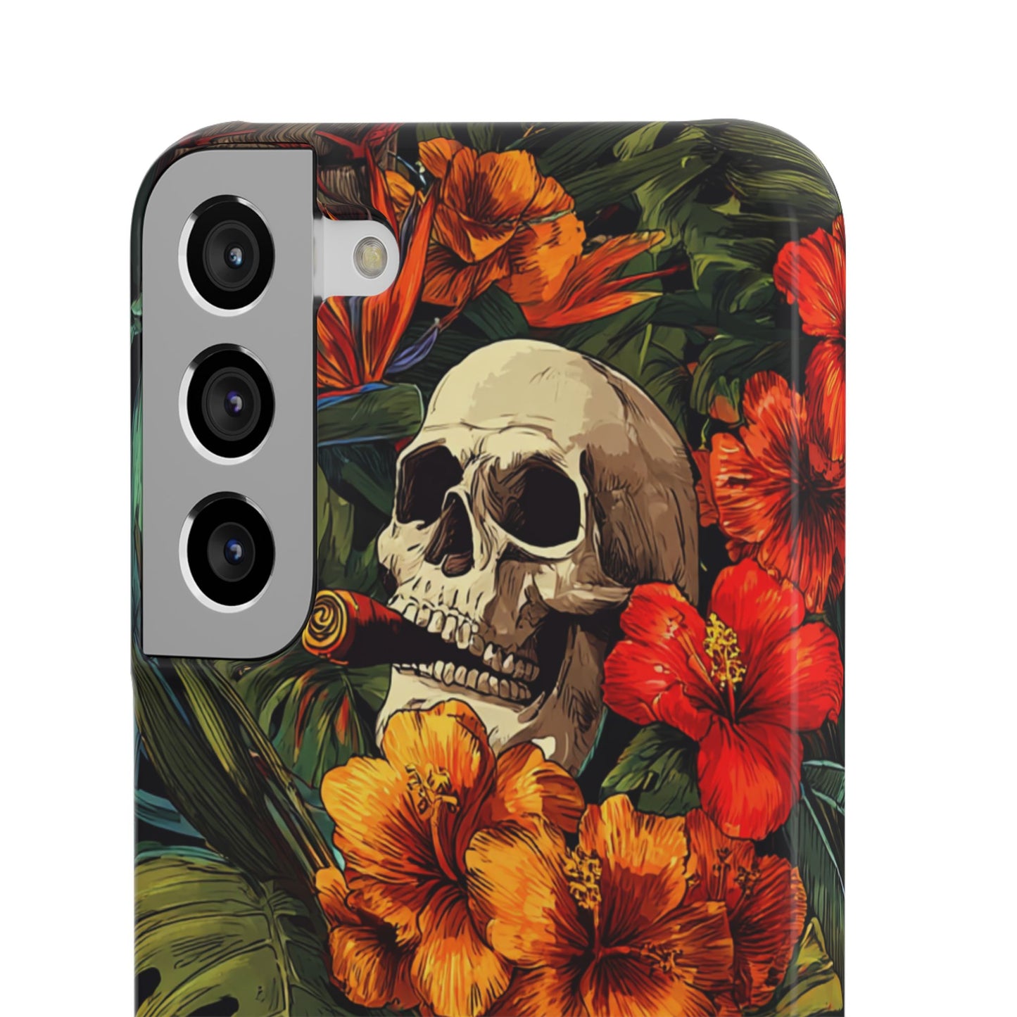 Tropical Skull Phone Case - Vibrant Floral Design, Skull Case for iPhone, Unique Tropical Art, Gift for Beach Lovers, Halloween Decor