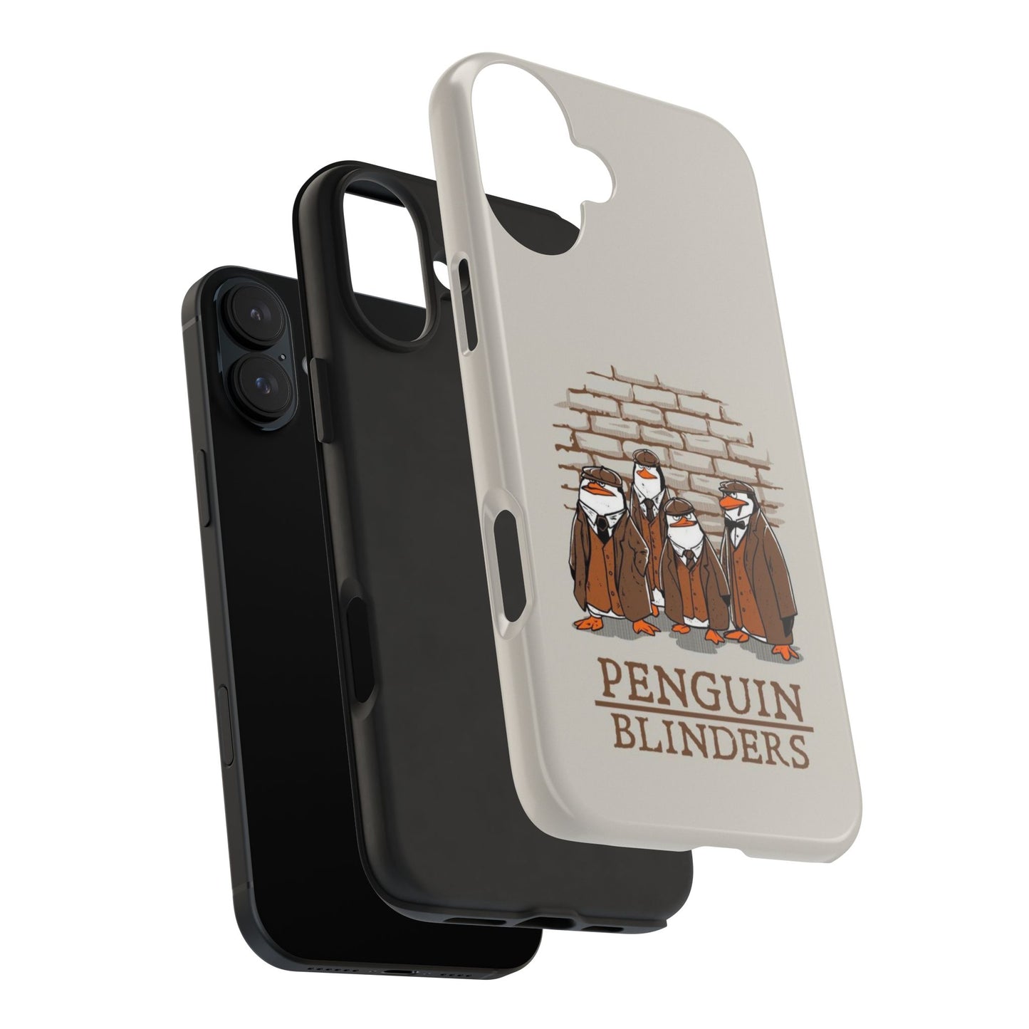 Penguin Blinders Vintage Grey Phone Case | iPhone 17 Tough Case