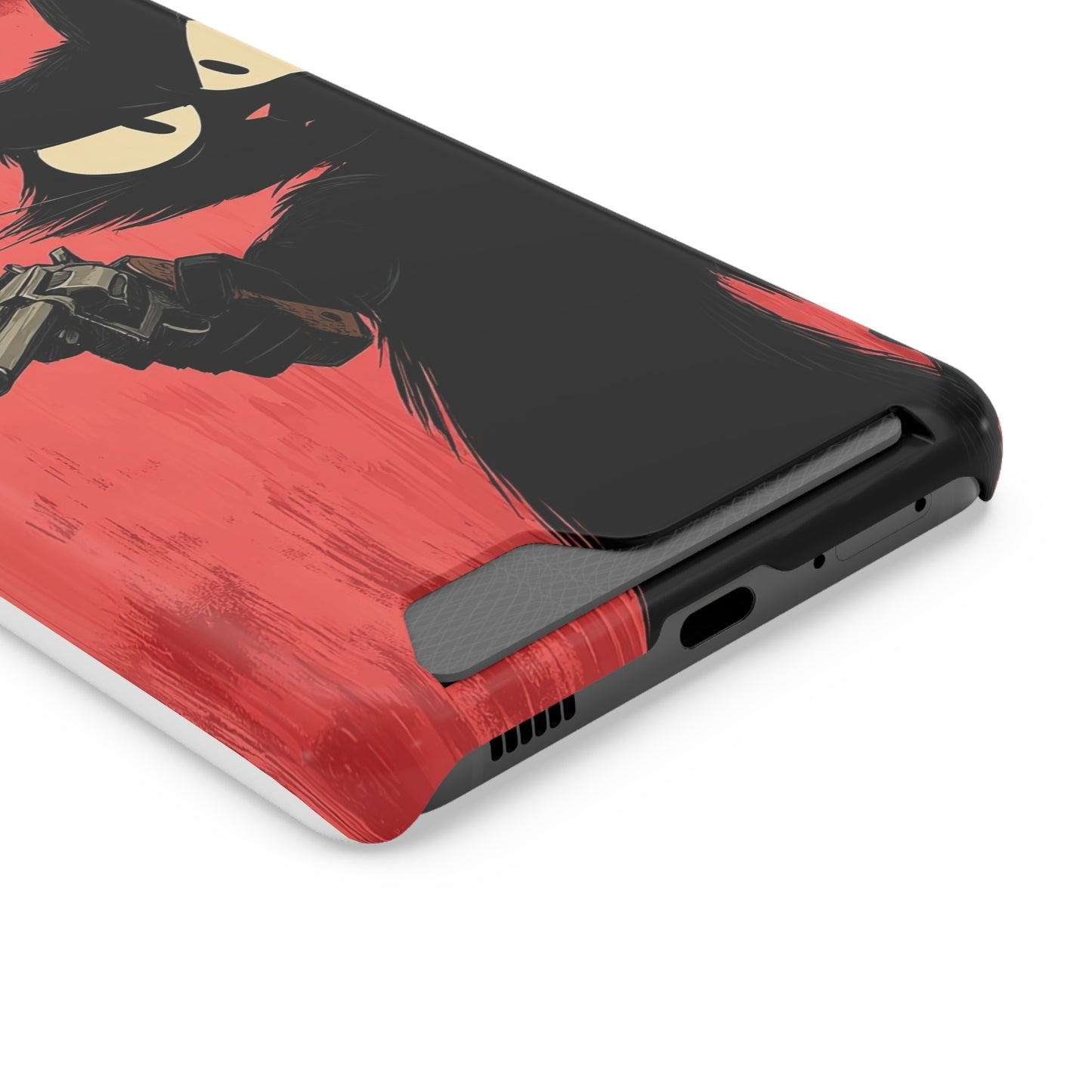 Stylish Catfather Phone Case with Card Holder - Cartoon Cat Art, Cat Lovers Gift, Functional Phone Accessory, Perfect for Any Occasion