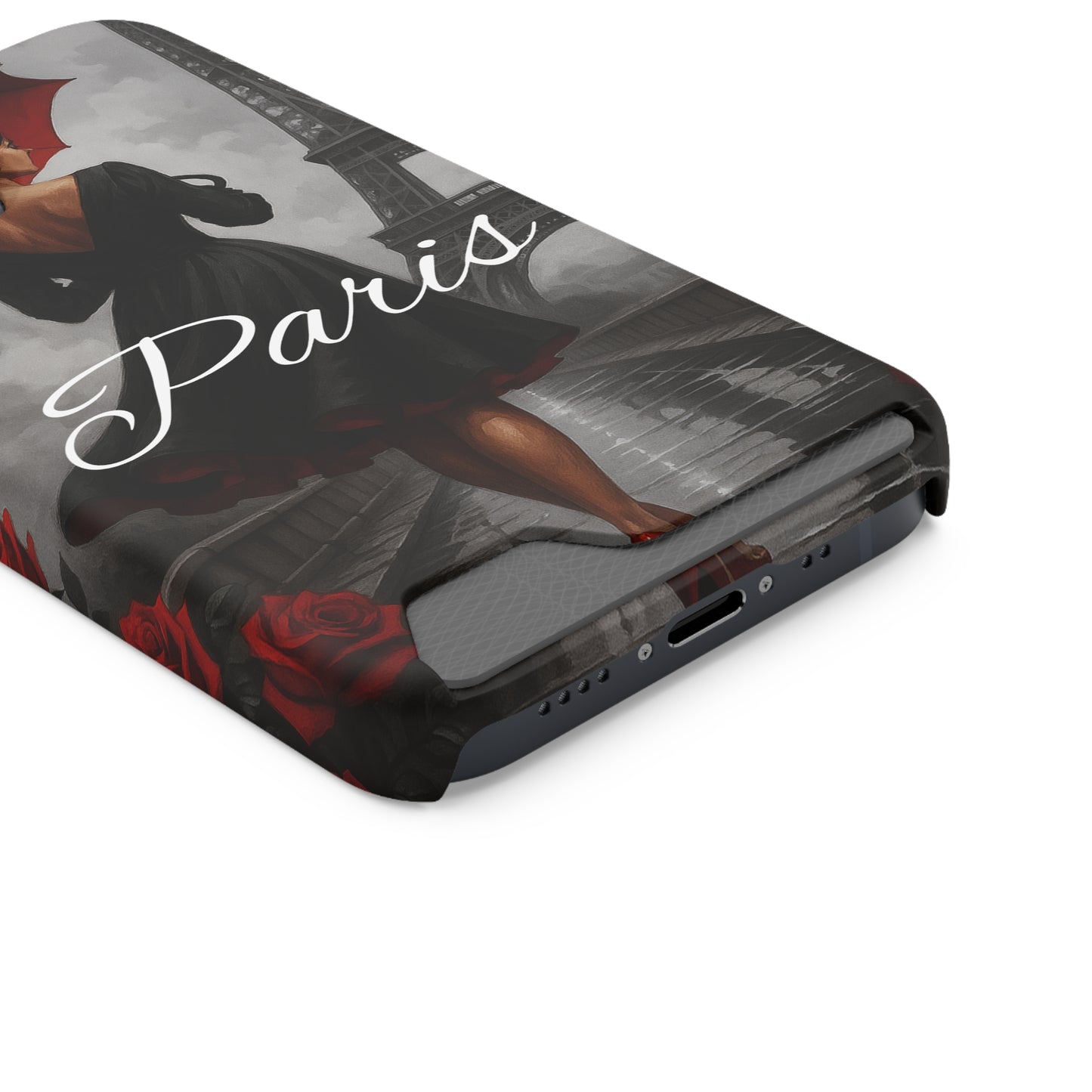 Elegant Parisian Phone Case with Card Holder, Stylish Gift for Travelers, Chic Accessory, Paris-themed, Practical Tech Holder