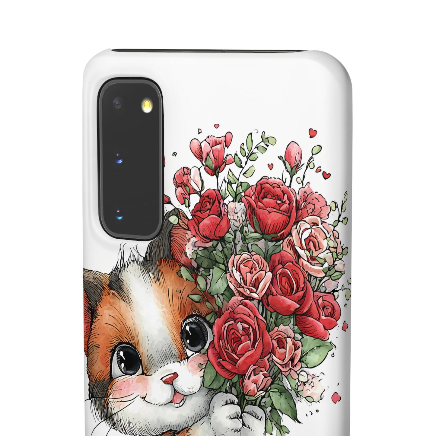 Cute Cat Snap Case with Floral Design, Pet Lovers Gift, Phone Protector for Valentine's Day, Cute Kitty Case, Animal Art Cover