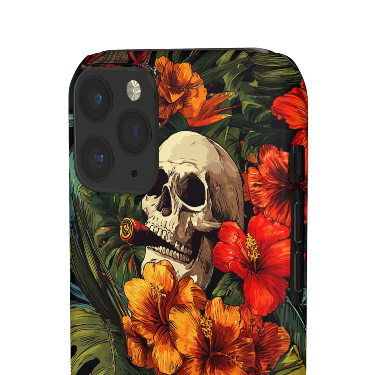 Tropical Skull Phone Case - Vibrant Floral Design, Skull Case for iPhone, Unique Tropical Art, Gift for Beach Lovers, Halloween Decor