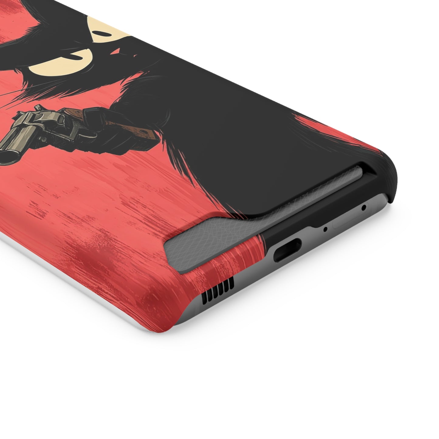 Stylish Catfather Phone Case with Card Holder - Cartoon Cat Art, Cat Lovers Gift, Functional Phone Accessory, Perfect for Any Occasion