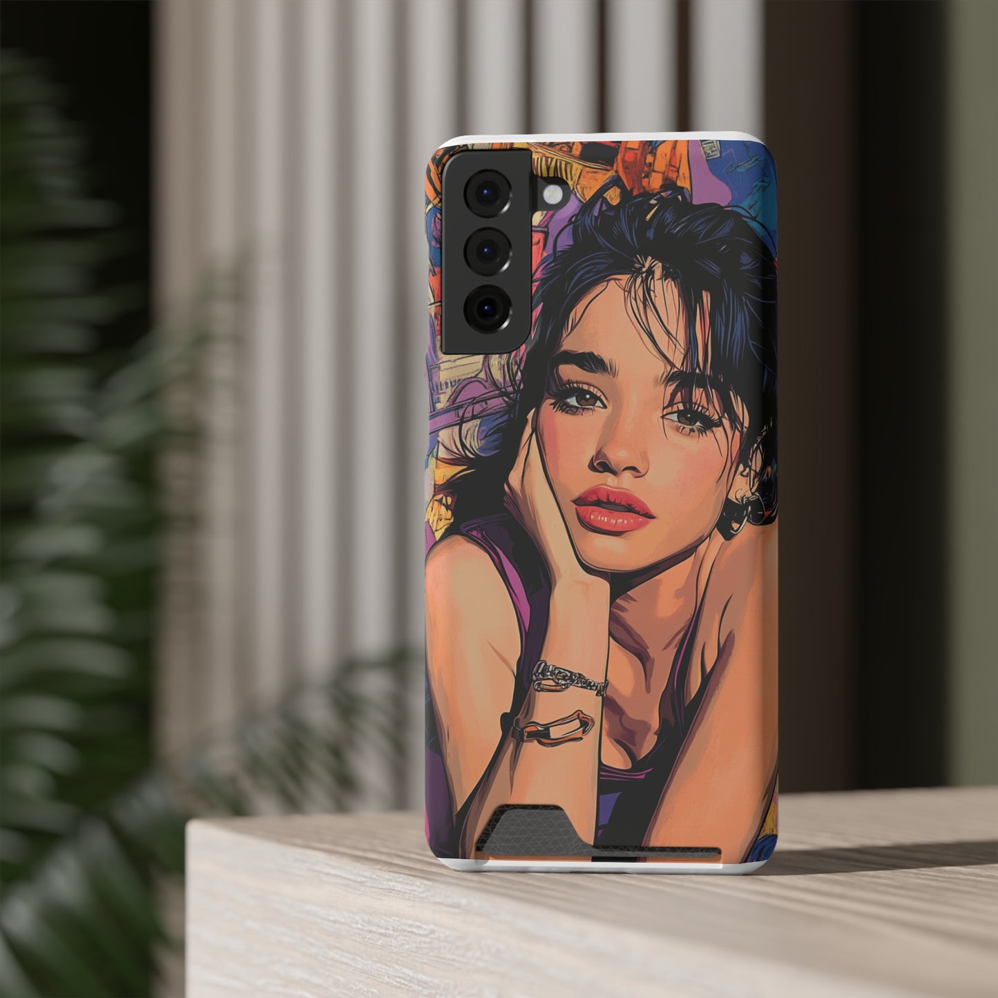 Vibrant Phone Case with Card Holder - Artistic Design for Fashion Lovers, Perfect Gift for Birthdays, Holidays, and Everyday Use