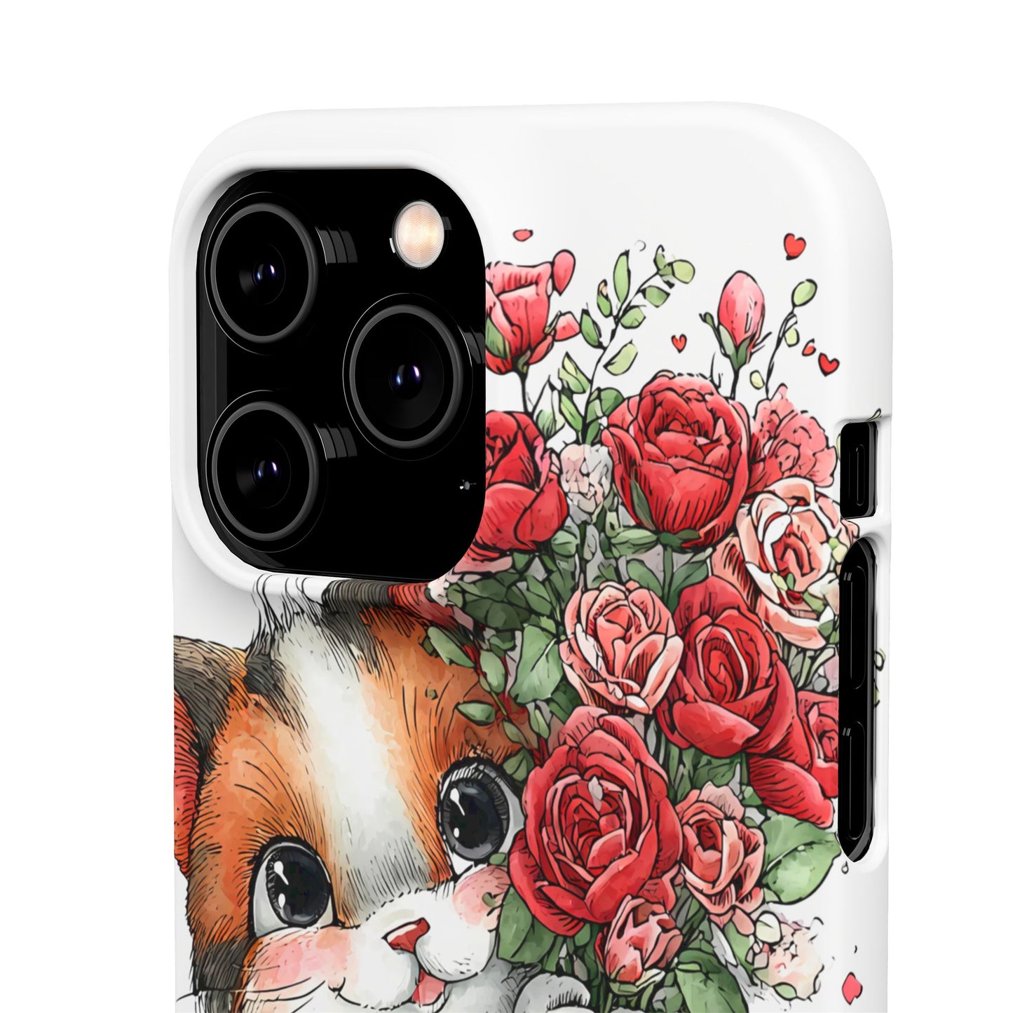 Cute Cat Snap Case with Floral Design, Pet Lovers Gift, Phone Protector for Valentine's Day, Cute Kitty Case, Animal Art Cover
