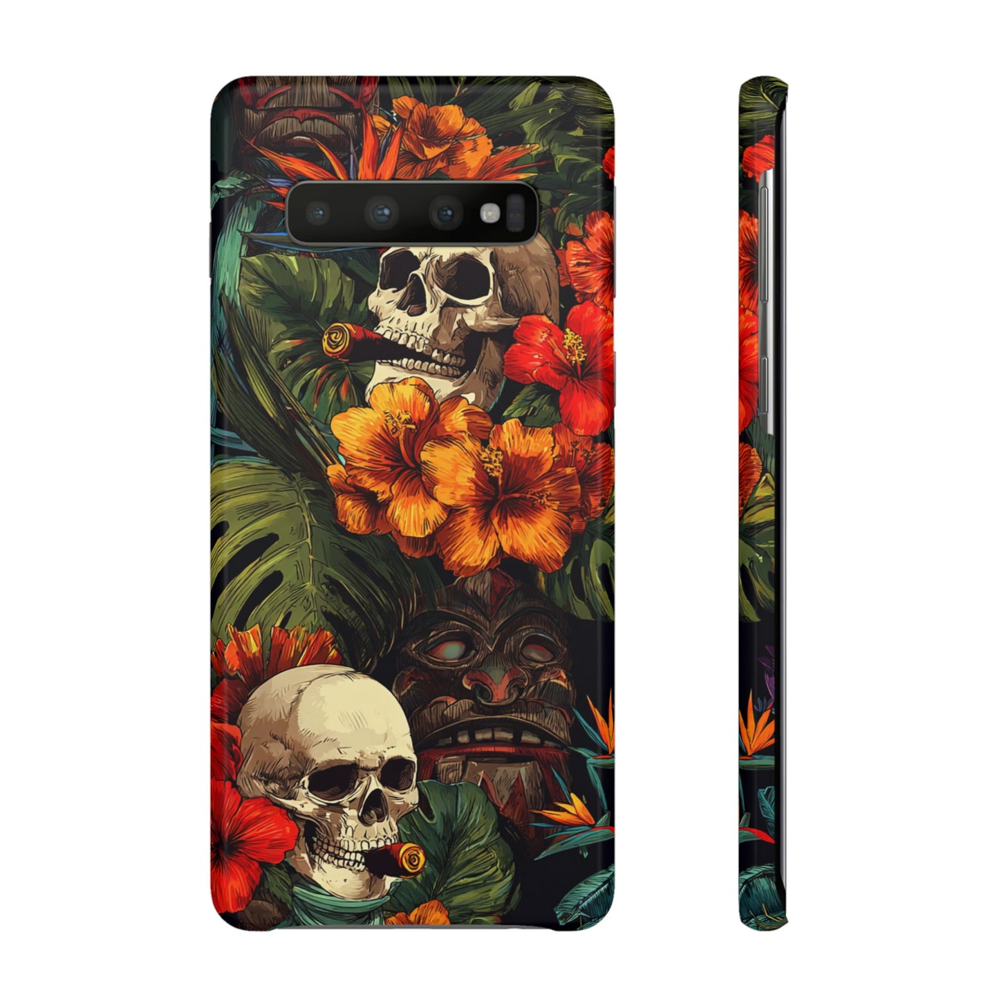 Tropical Skull Phone Case - Vibrant Floral Design, Skull Case for iPhone, Unique Tropical Art, Gift for Beach Lovers, Halloween Decor