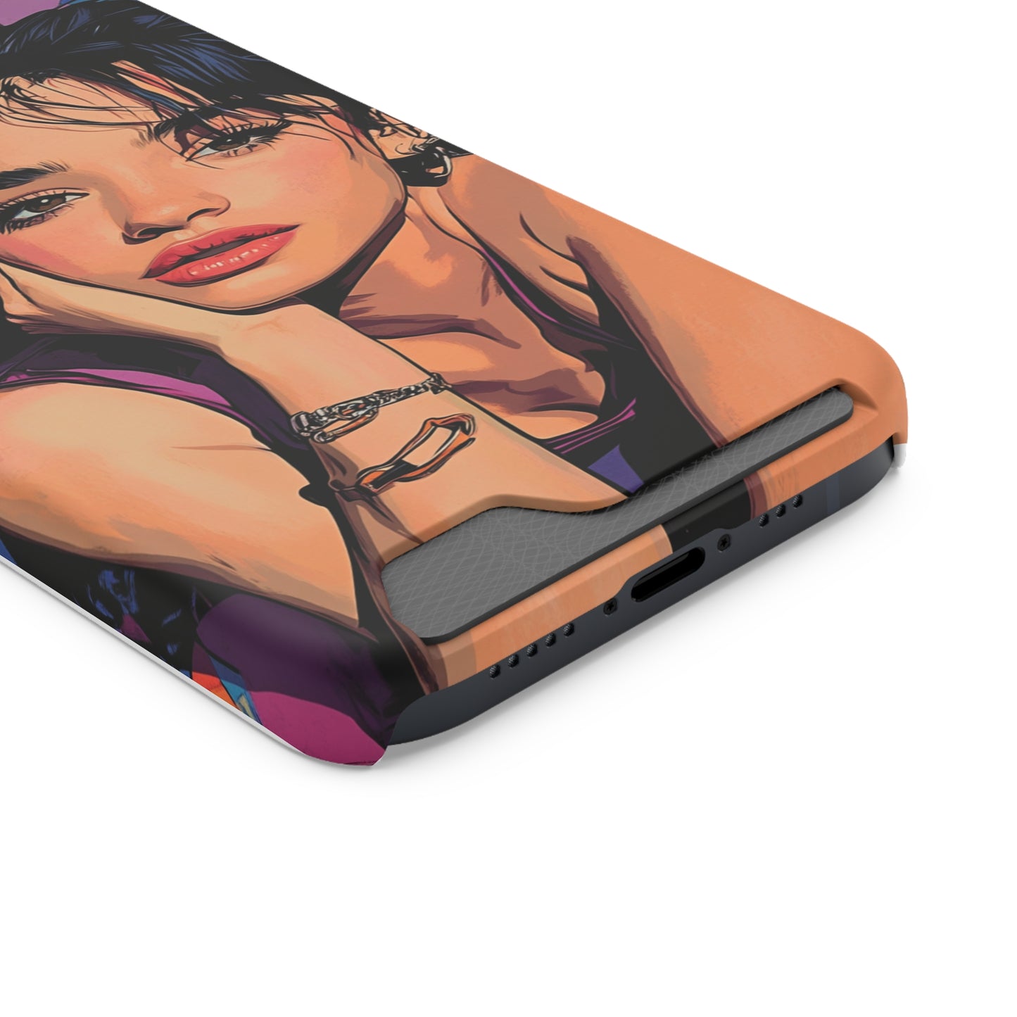 Vibrant Phone Case with Card Holder - Artistic Design for Fashion Lovers, Perfect Gift for Birthdays, Holidays, and Everyday Use