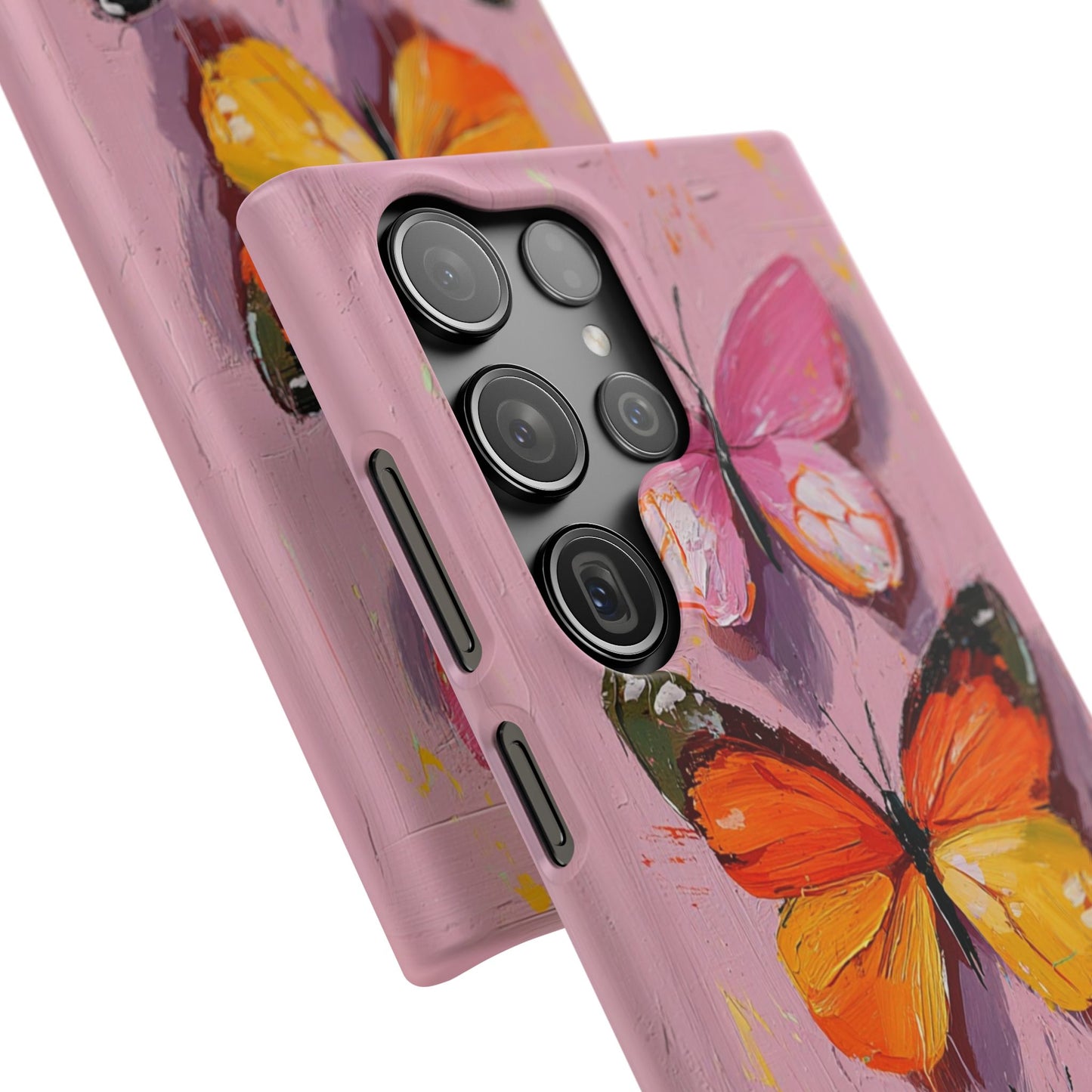 Pink Butterfly Snap Case Cover For iPhone and Samsung