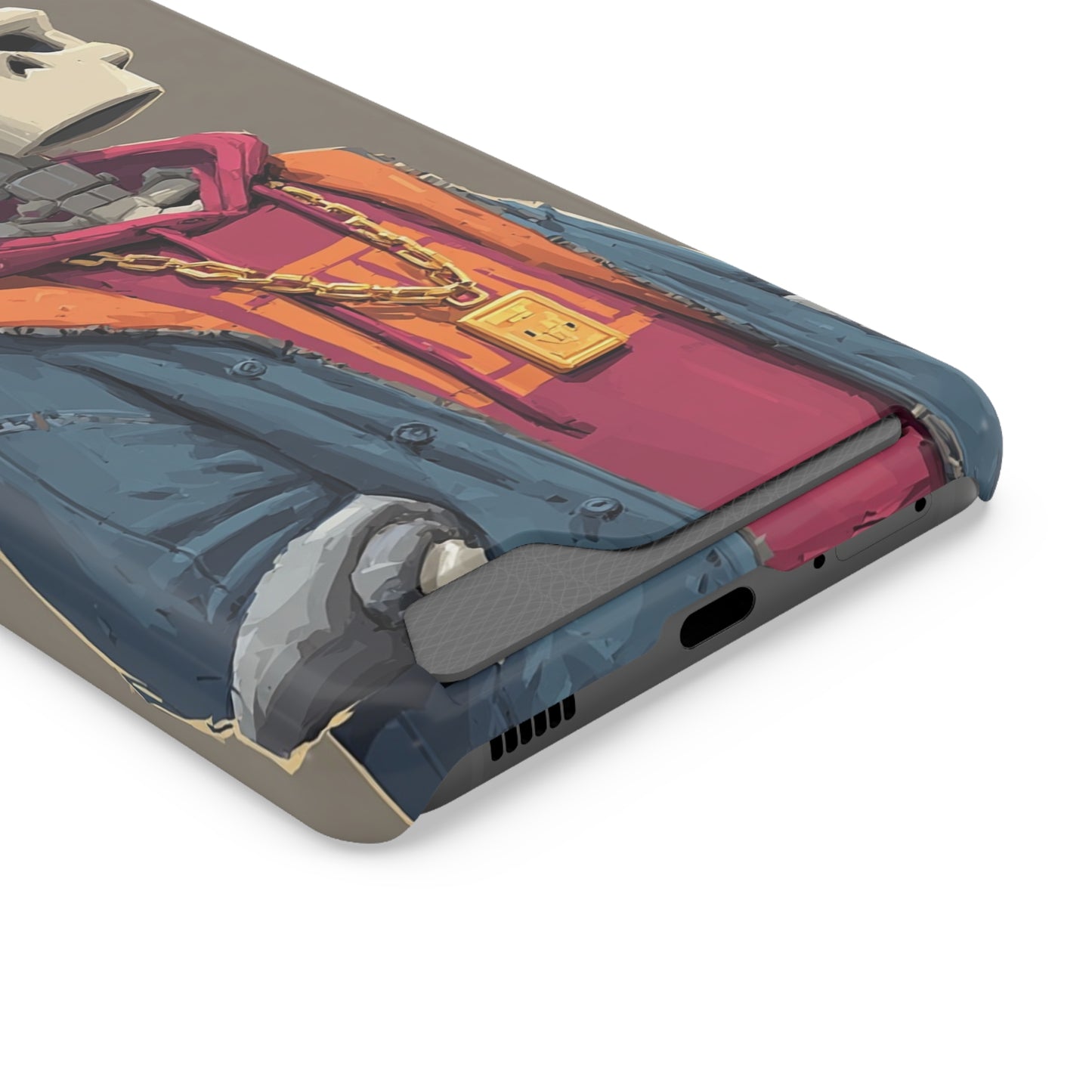 Stylish Skeleton Phone Case with Card Holder, Trendy Skull Case, Unique Gift for Tech Lovers, Halloween Decor, Everyday Use