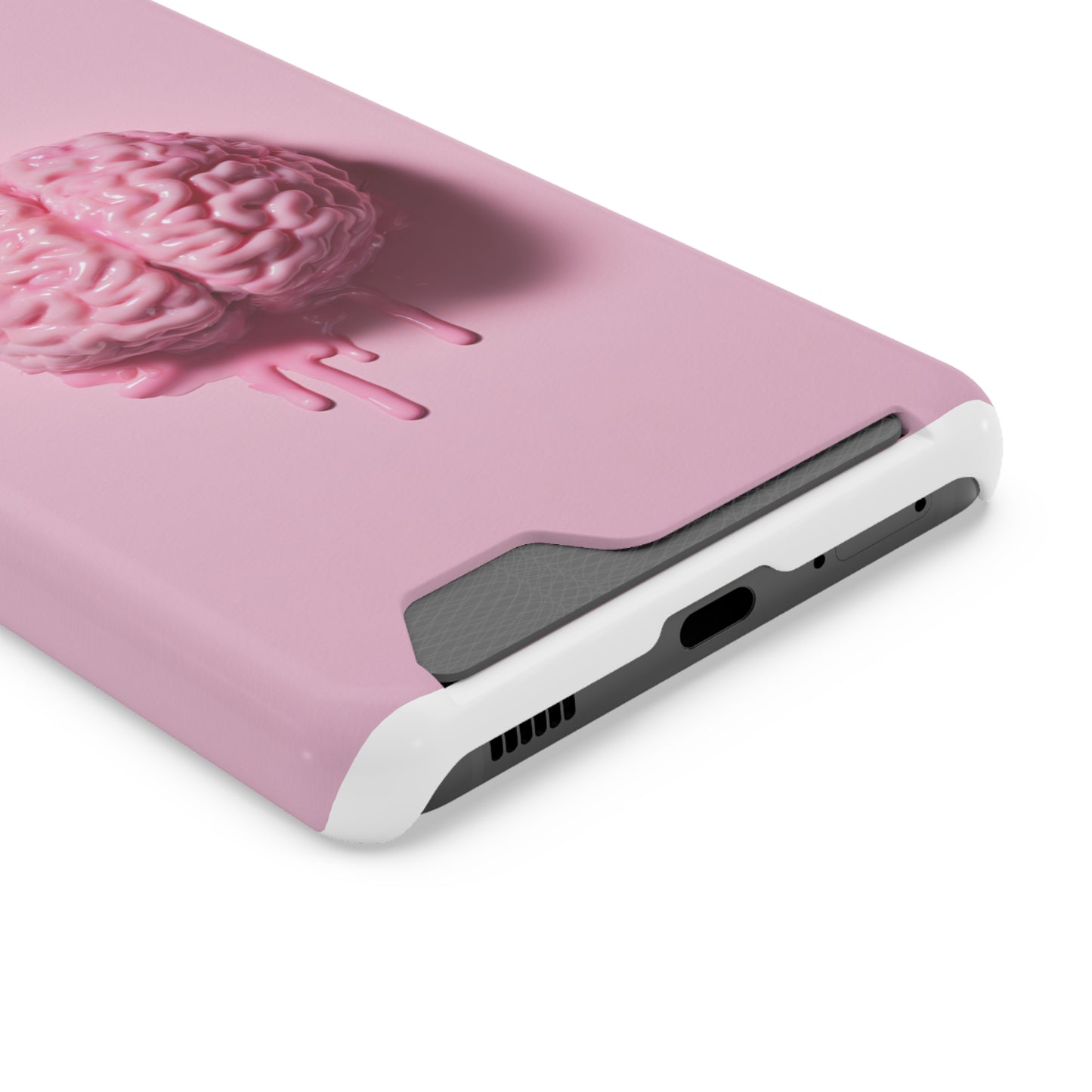 Brain Design Phone Case With Card Holder, Cute Tech Accessory, Unique Gift for Students, Stylish Phone Protection, Valentine's Day, Birthday