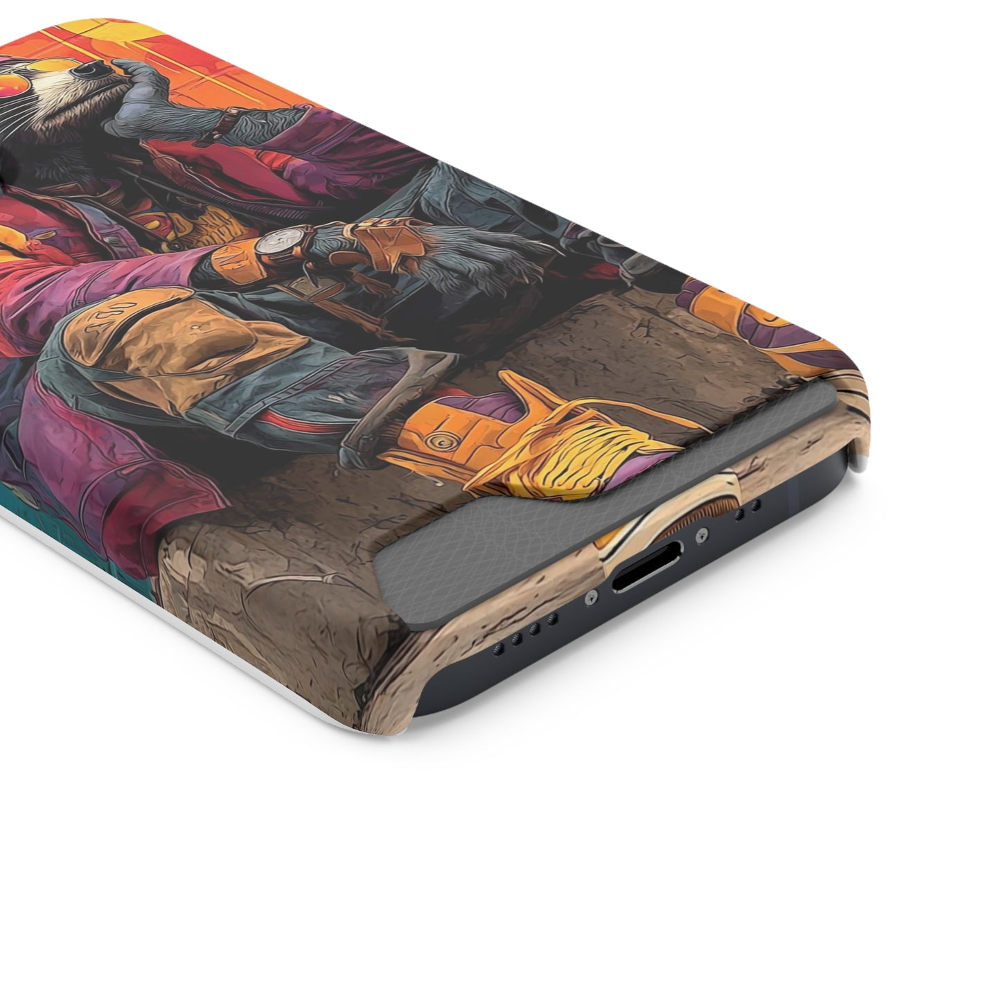 Stylish Phone Case With Card Holder, Trendy Mobile Accessory, Urban Art, Perfect Gift for Teens, Cool Gadget for Everyday Use