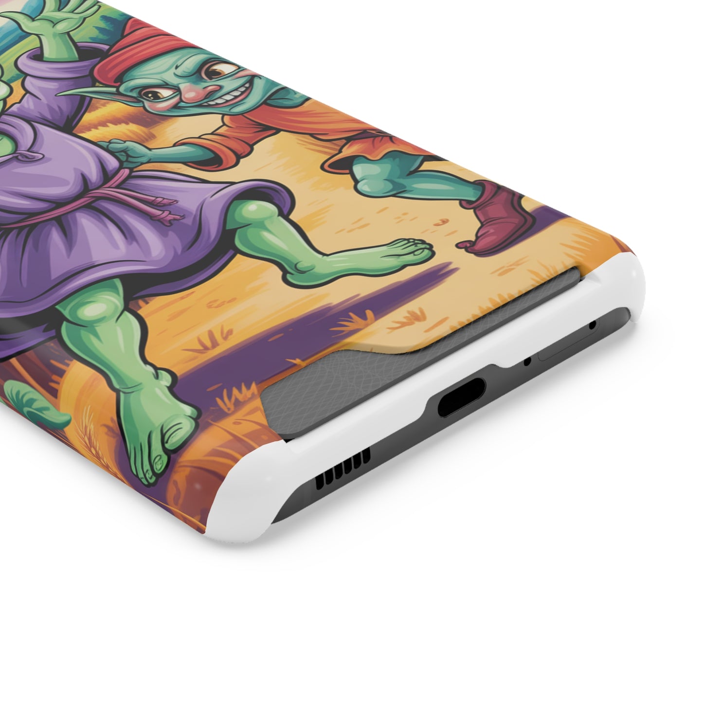Playful Alien Phone Case with Card Holder | Cute Green Characters | Gift for Kids, Sci-Fi Fanatic, Birthday Fun, Unique Design