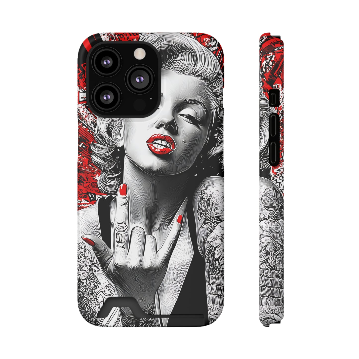 Bold Marilyn Monroe Phone Case with Card Holder, Stylish Phone Cover, Unique Gift for Her, Pop Culture Accessory, Modern Art Decor