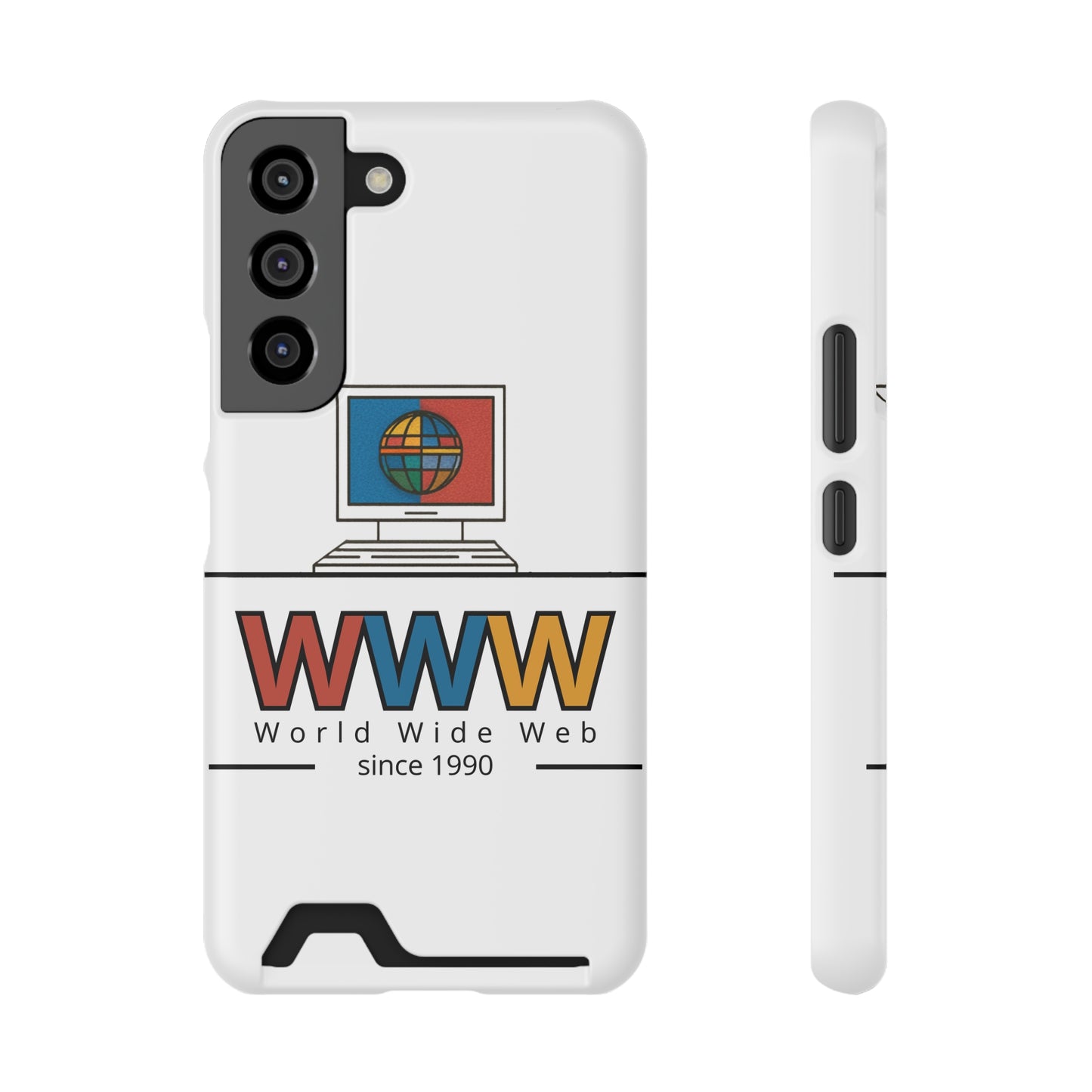 Retro Phone Case with Card Holder - World Wide Web Design, Geek Gift, Tech Accessory, Vintage Style, Personalized Phone Cover