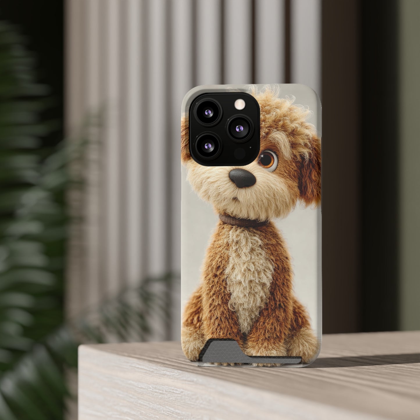 Cute Dog Phone Case With Card Holder, Pet Lover Gift, Stylish Phone Accessory, Dog-Themed Phone Cover, Animal Aesthetic