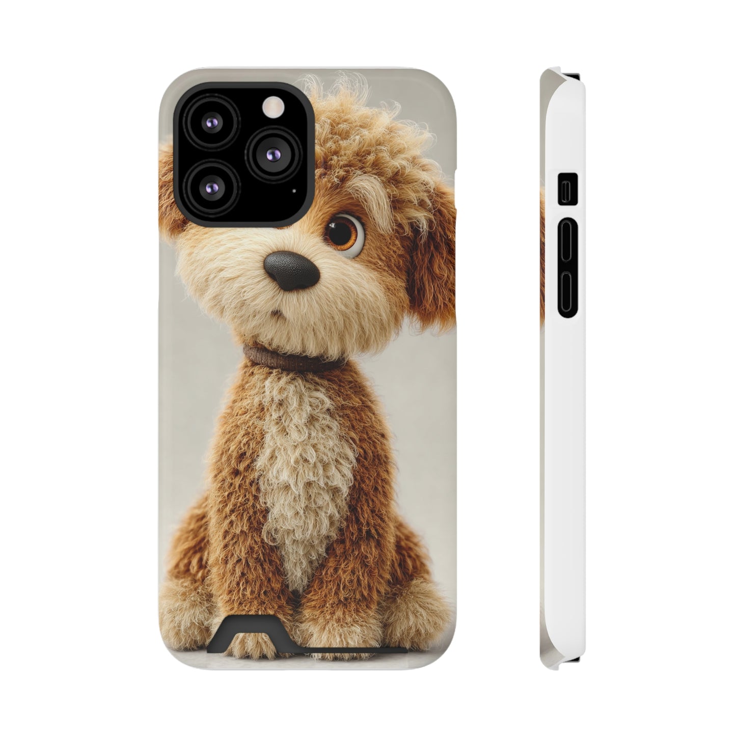 Cute Dog Phone Case With Card Holder, Pet Lover Gift, Stylish Phone Accessory, Dog-Themed Phone Cover, Animal Aesthetic