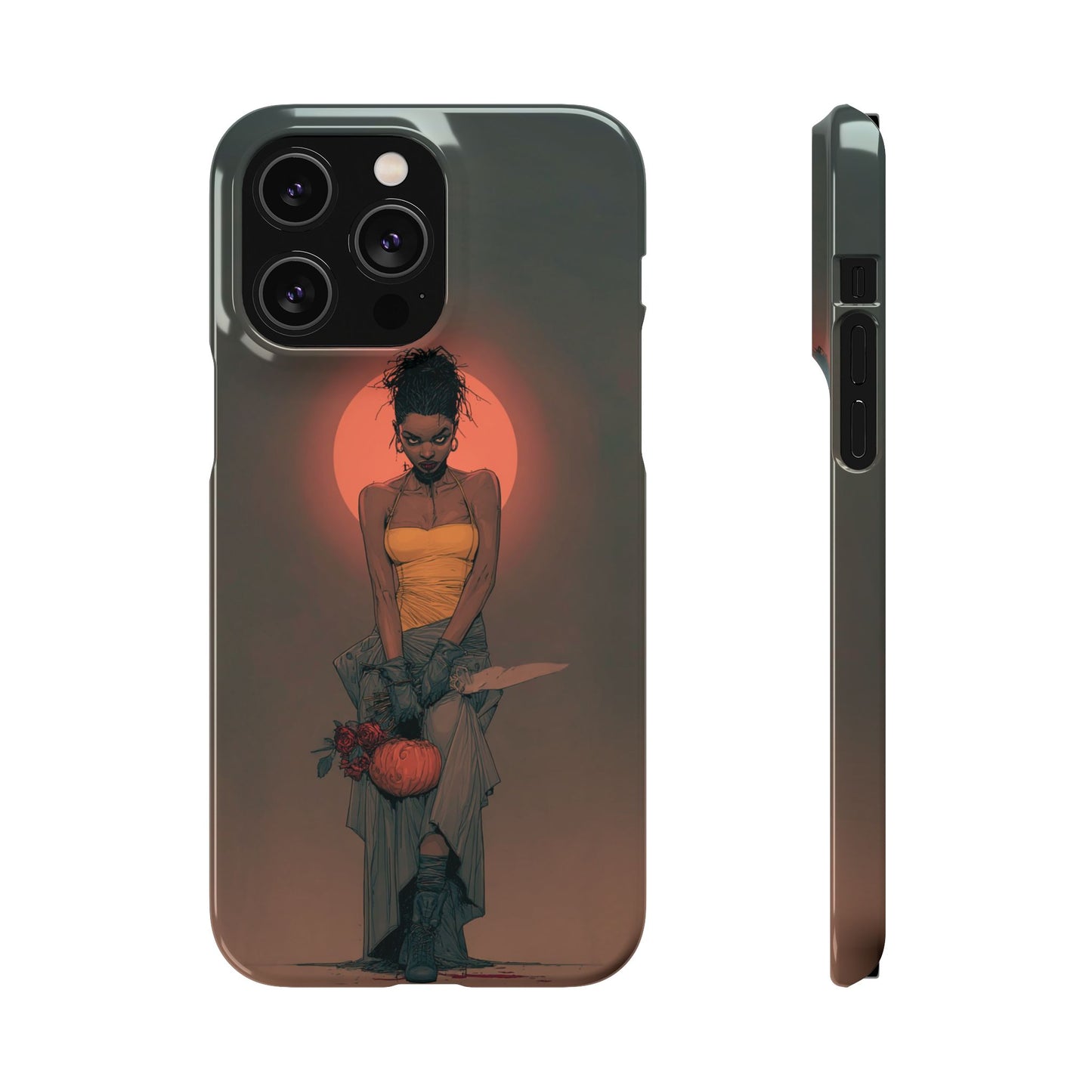 Creepy Vampire Girl Snap Case, Halloween Style iPhone Samsung Cover, Spooky Gothic Phone Accessories, Scary Horror Character Device