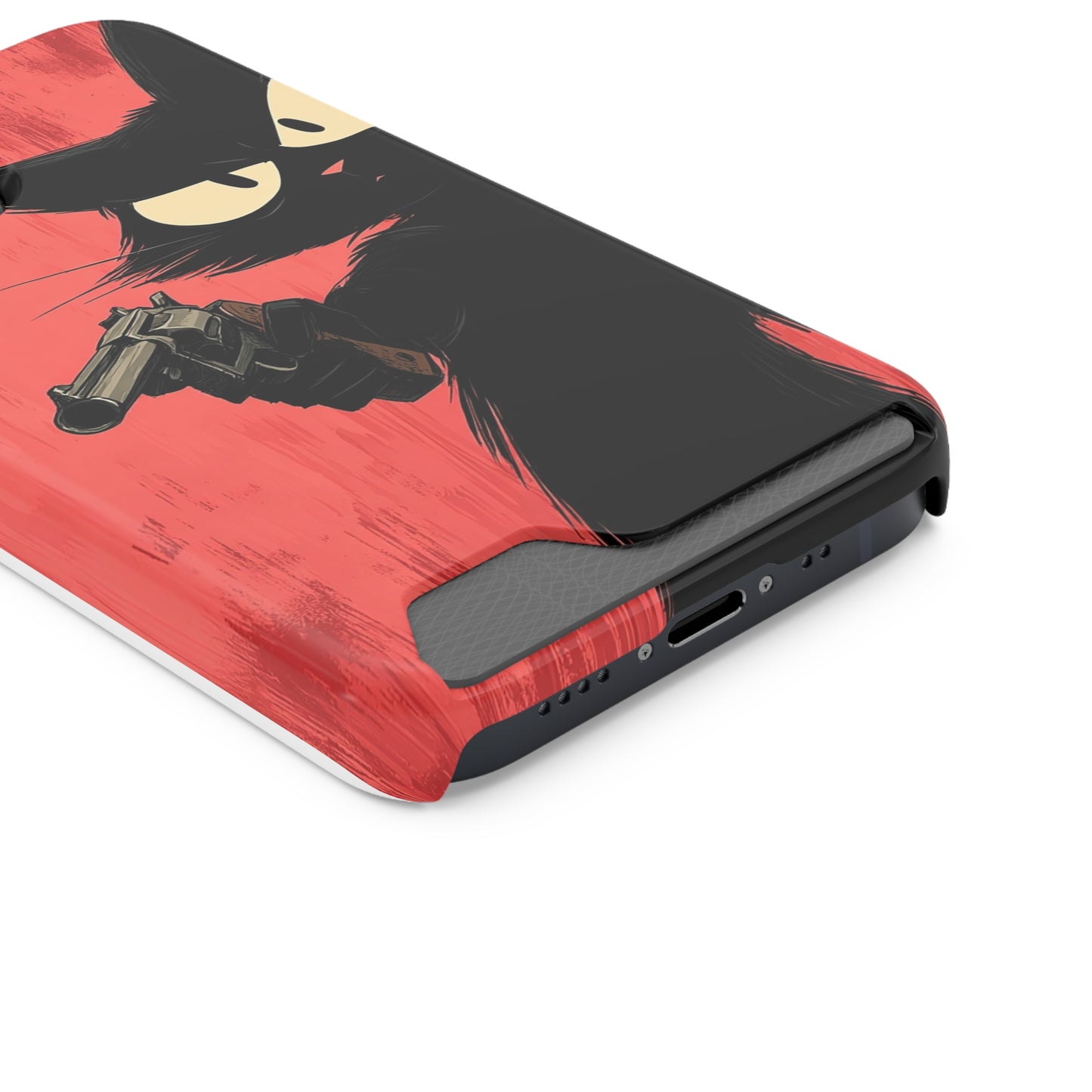 Stylish Catfather Phone Case with Card Holder - Cartoon Cat Art, Cat Lovers Gift, Functional Phone Accessory, Perfect for Any Occasion