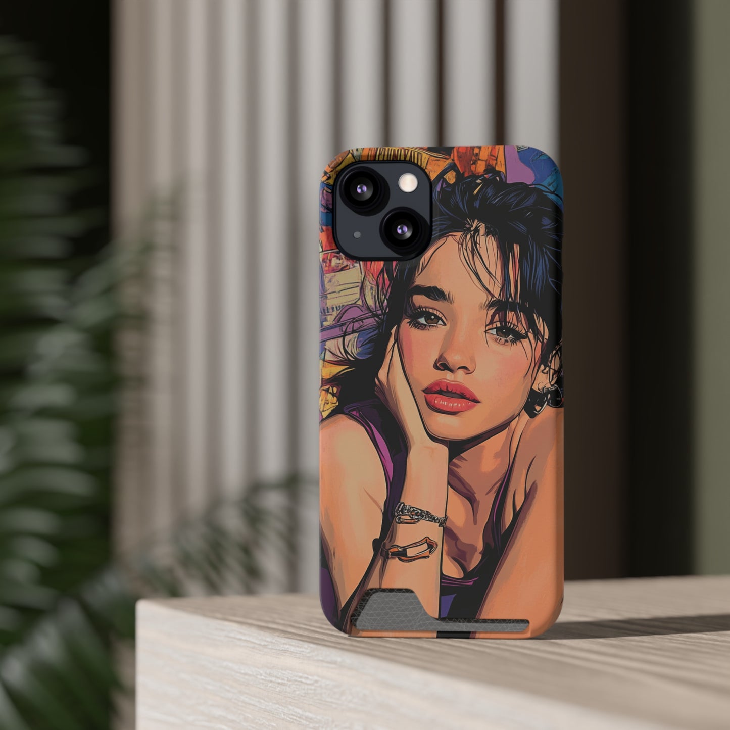 Vibrant Phone Case with Card Holder - Artistic Design for Fashion Lovers, Perfect Gift for Birthdays, Holidays, and Everyday Use