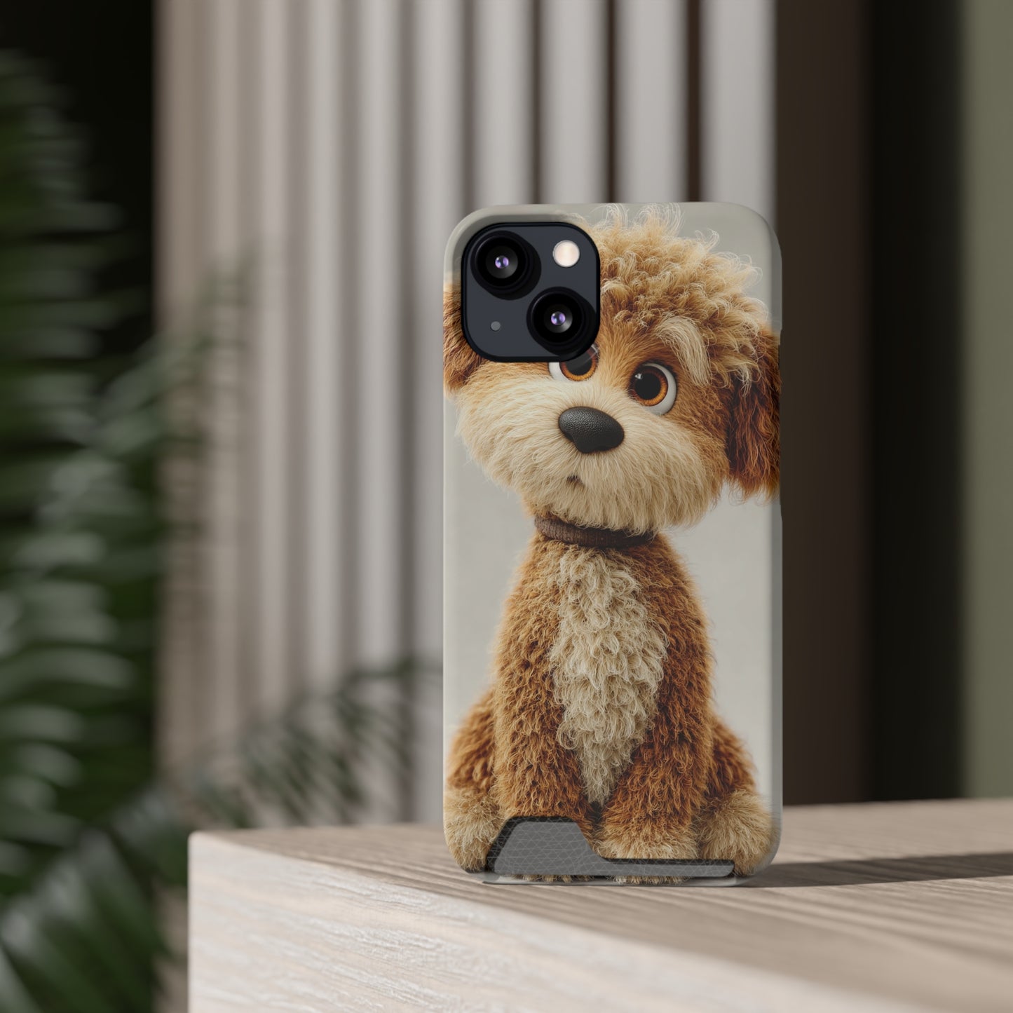 Cute Dog Phone Case With Card Holder, Pet Lover Gift, Stylish Phone Accessory, Dog-Themed Phone Cover, Animal Aesthetic