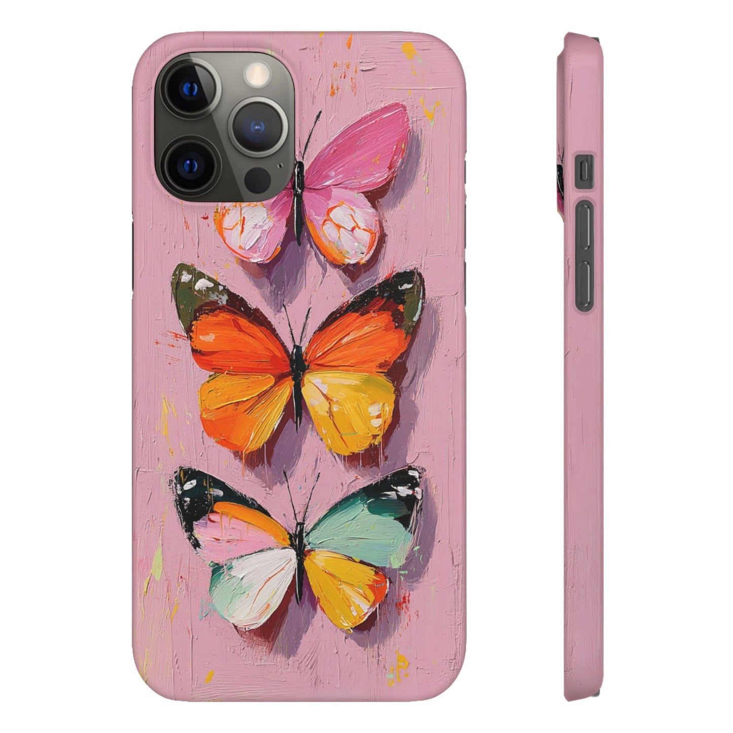 Pink Butterfly Snap Case Cover For iPhone and Samsung