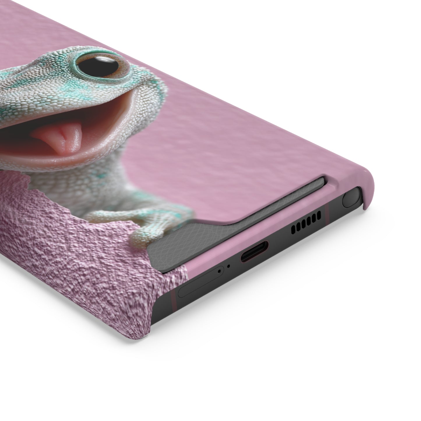 Fun Gecko Phone Case with Card Holder, Cute Cell Phone Accessory, Animal Lover Gift, Party Favor, Unique Phone Cover