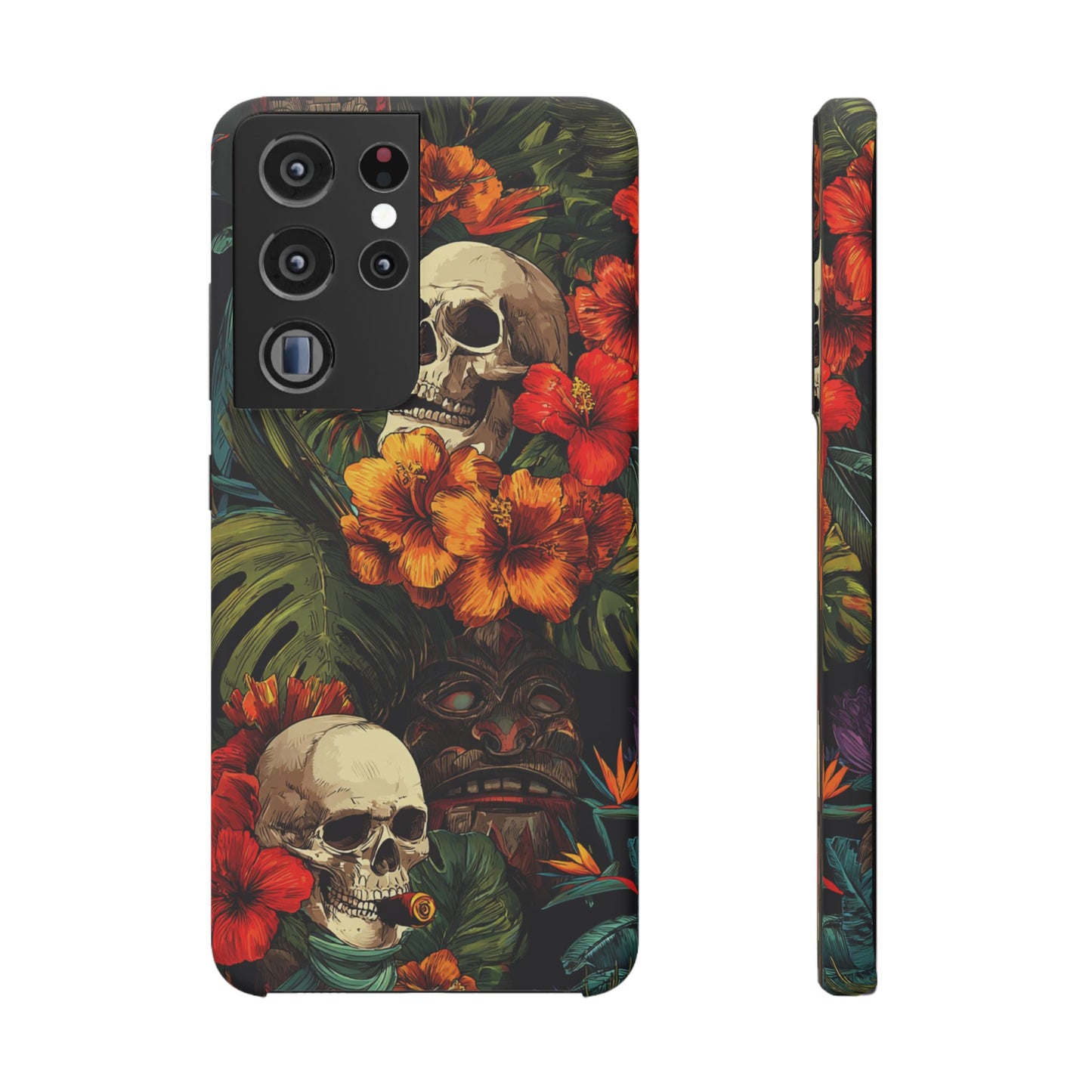 Tropical Skull Phone Case - Vibrant Floral Design, Skull Case for iPhone, Unique Tropical Art, Gift for Beach Lovers, Halloween Decor