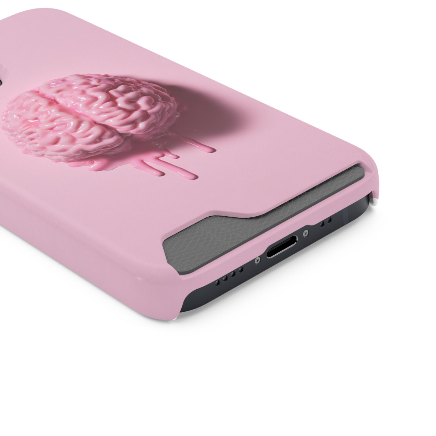 Brain Design Phone Case With Card Holder, Cute Tech Accessory, Unique Gift for Students, Stylish Phone Protection, Valentine's Day, Birthday