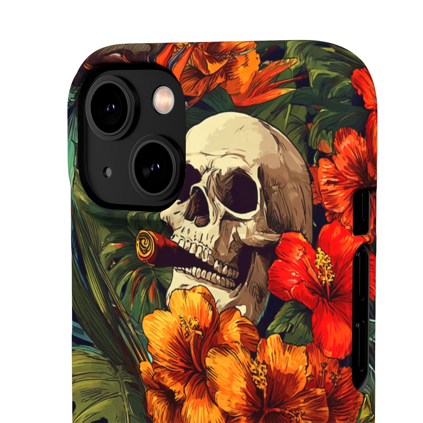 Tropical Skull Phone Case - Vibrant Floral Design, Skull Case for iPhone, Unique Tropical Art, Gift for Beach Lovers, Halloween Decor