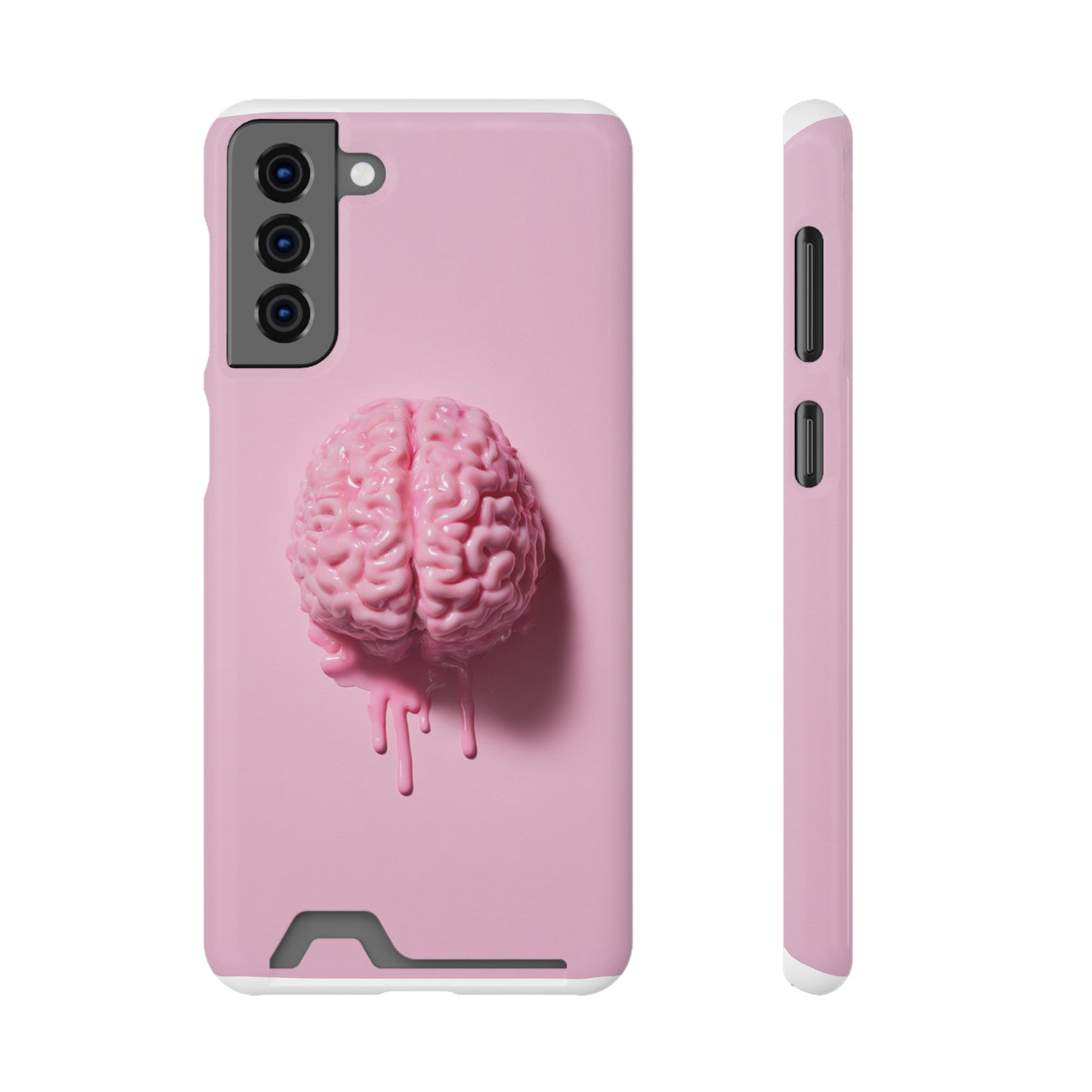 Brain Design Phone Case With Card Holder, Cute Tech Accessory, Unique Gift for Students, Stylish Phone Protection, Valentine's Day, Birthday