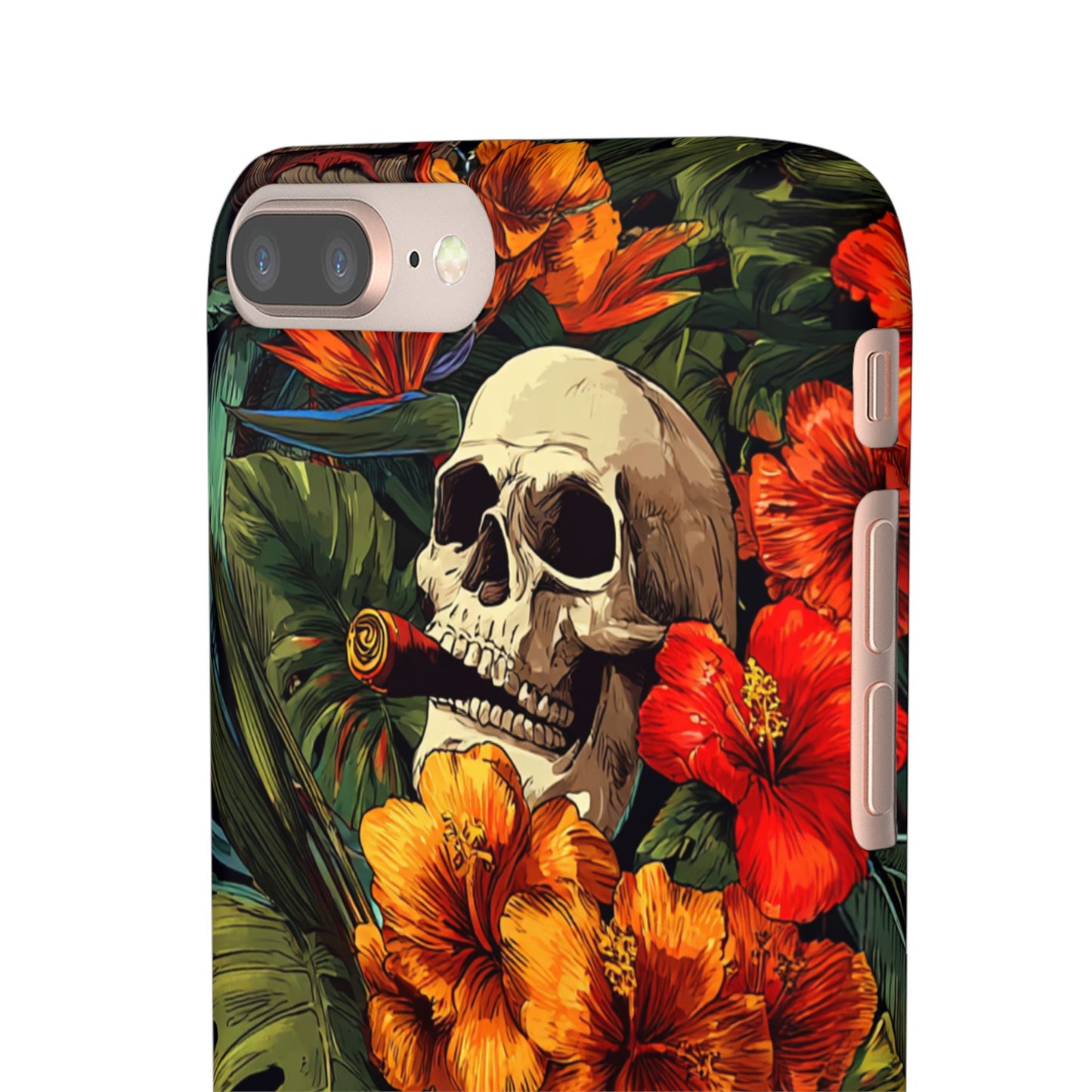 Tropical Skull Phone Case - Vibrant Floral Design, Skull Case for iPhone, Unique Tropical Art, Gift for Beach Lovers, Halloween Decor