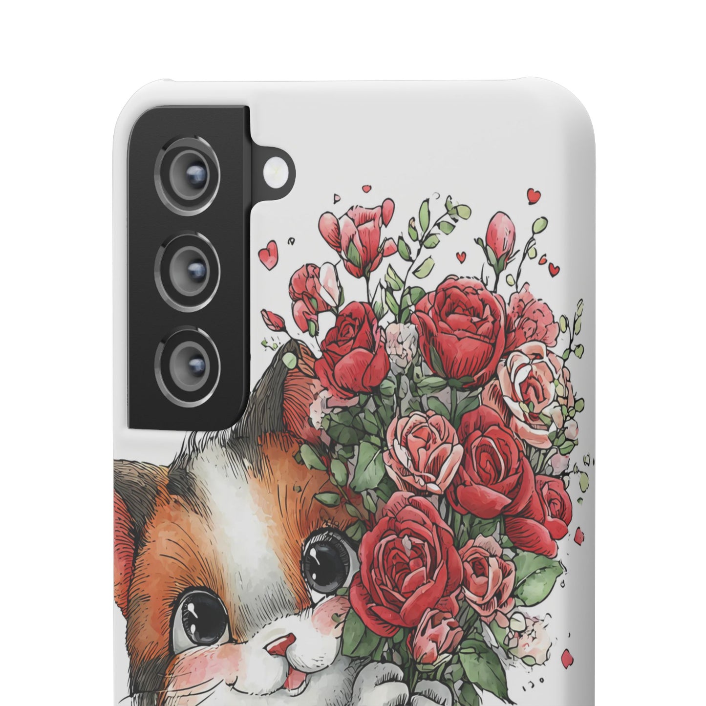 Cute Cat Snap Case with Floral Design, Pet Lovers Gift, Phone Protector for Valentine's Day, Cute Kitty Case, Animal Art Cover