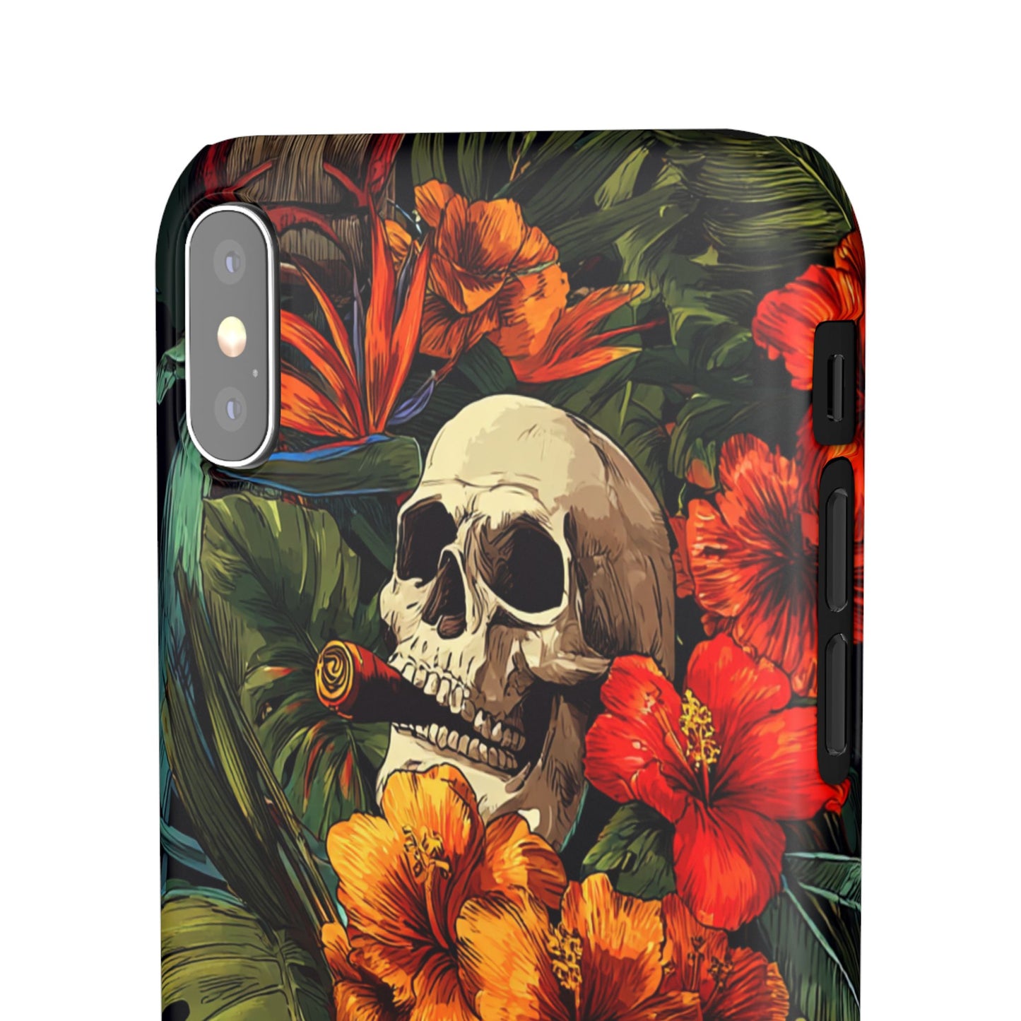 Tropical Skull Phone Case - Vibrant Floral Design, Skull Case for iPhone, Unique Tropical Art, Gift for Beach Lovers, Halloween Decor