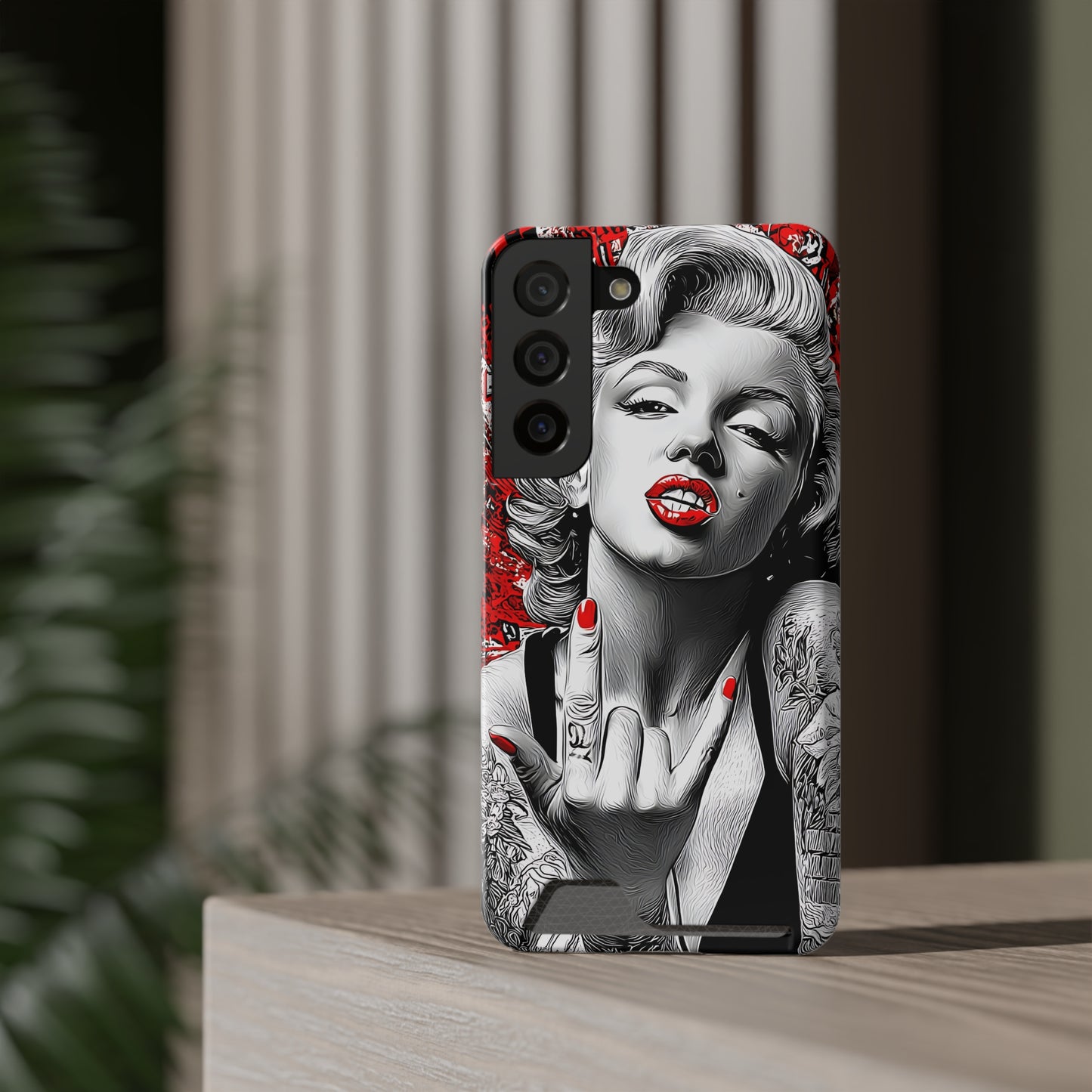 Bold Marilyn Monroe Phone Case with Card Holder, Stylish Phone Cover, Unique Gift for Her, Pop Culture Accessory, Modern Art Decor