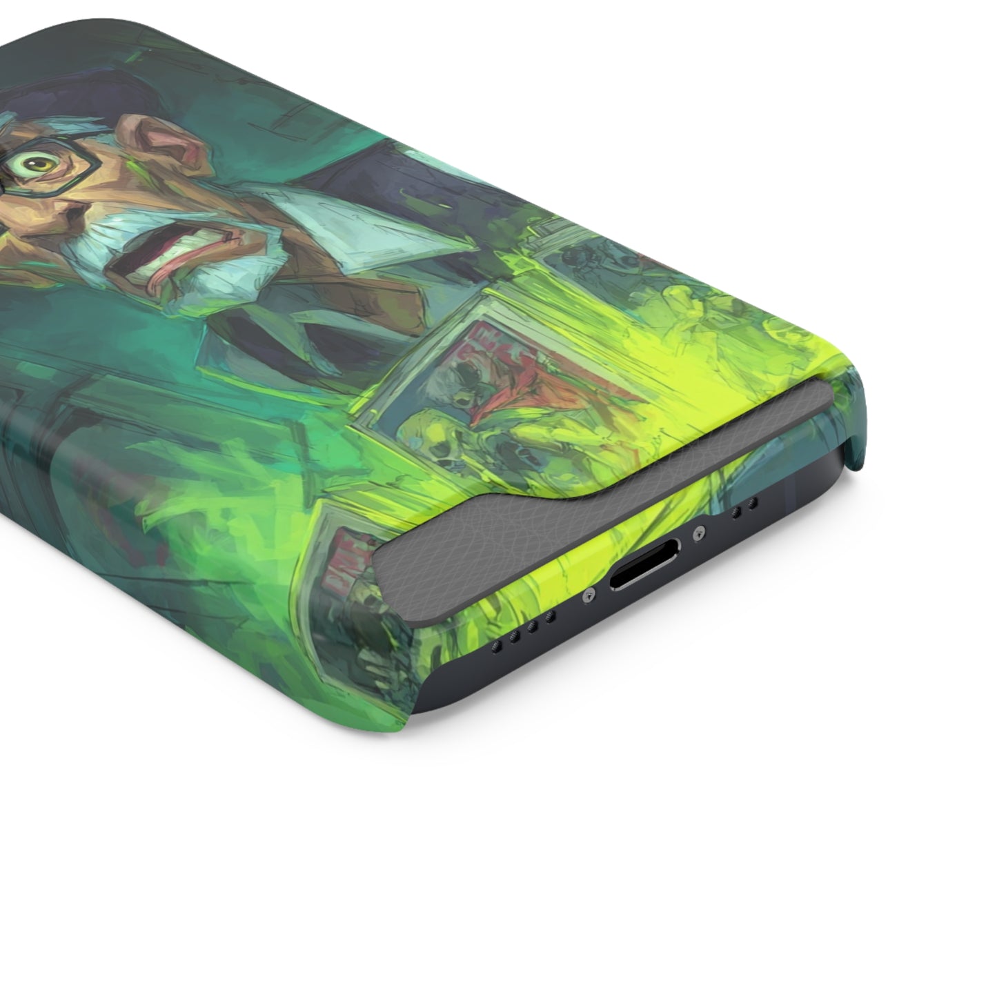 Spooky Illustrated Phone Case with Card Holder, Halloween Accessory, Unique Gift for Horror Fans, Stylish Phone Cover, Functional & Fun
