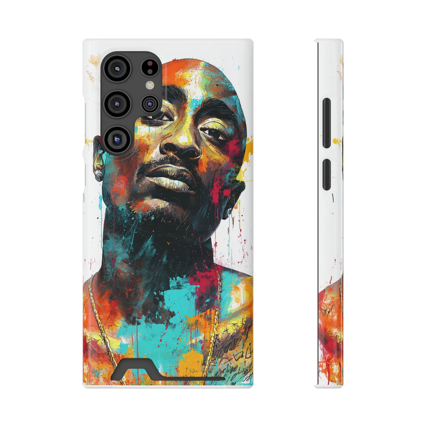 Vibrant Phone Case with Card Holder, Abstract Art Phone Cover, Stylish Smartphone Case, Unique Gift for Music Lovers, Hip-Hop Inspired Case