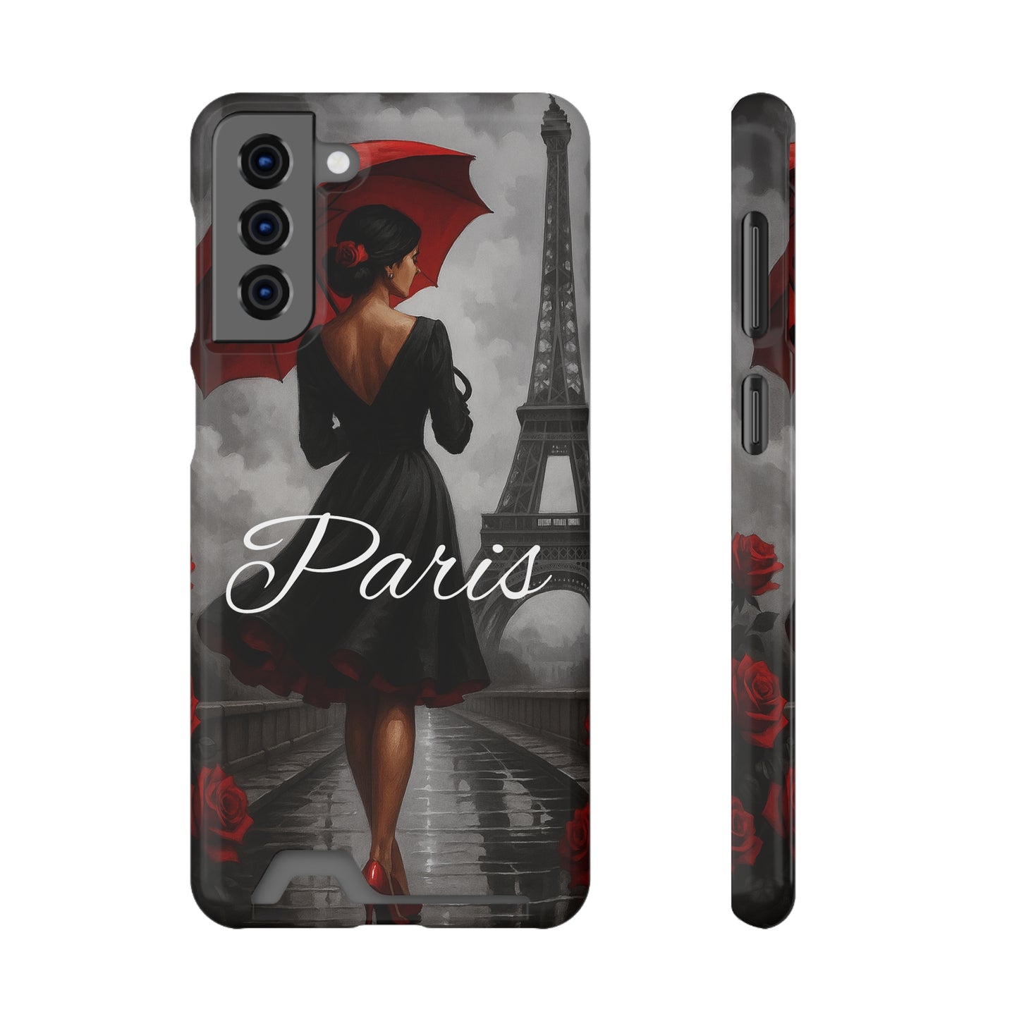 Elegant Parisian Phone Case with Card Holder, Stylish Gift for Travelers, Chic Accessory, Paris-themed, Practical Tech Holder